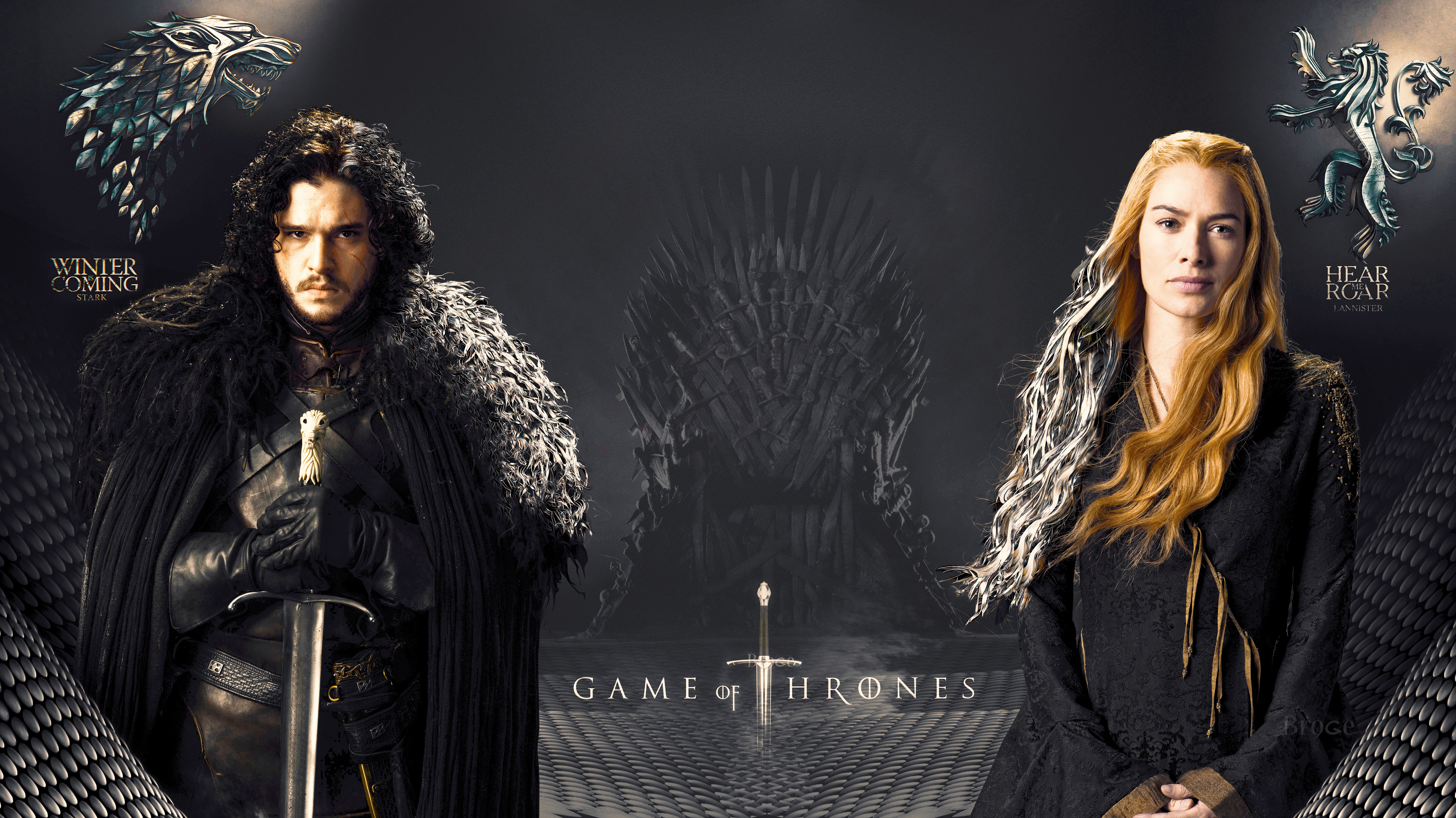 Jon Snow and Cersei Lannister from Game of Thrones HD Wallpaper