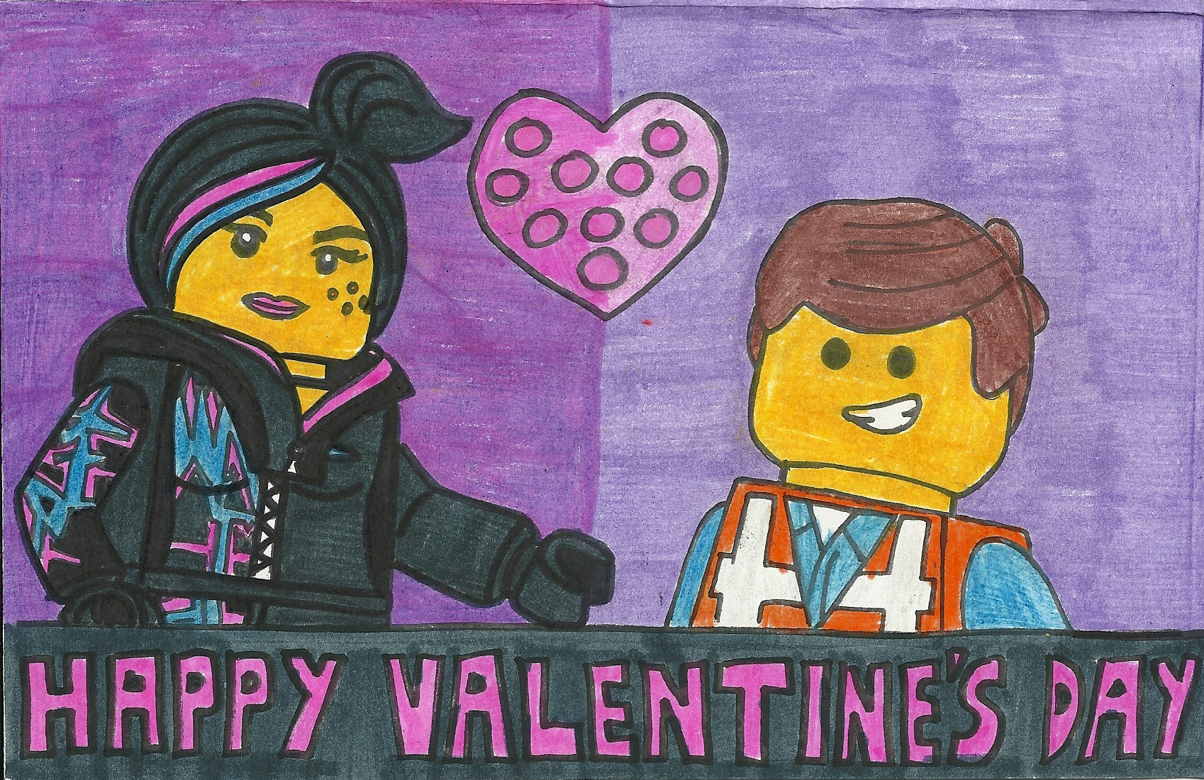 Lucy and Emmet from The Lego Movie Valentine's Day card HD Wallpaper