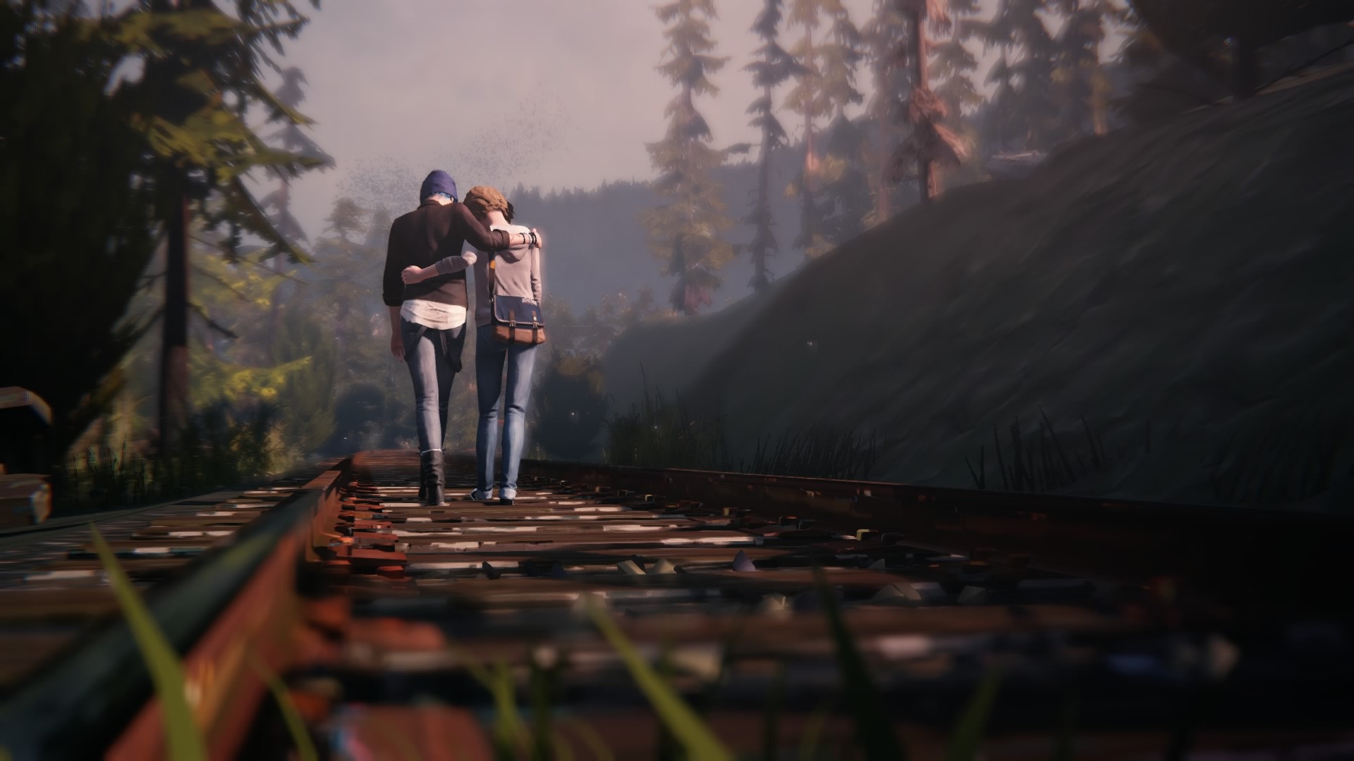 Chloe Price walking on train tracks HD Wallpaper