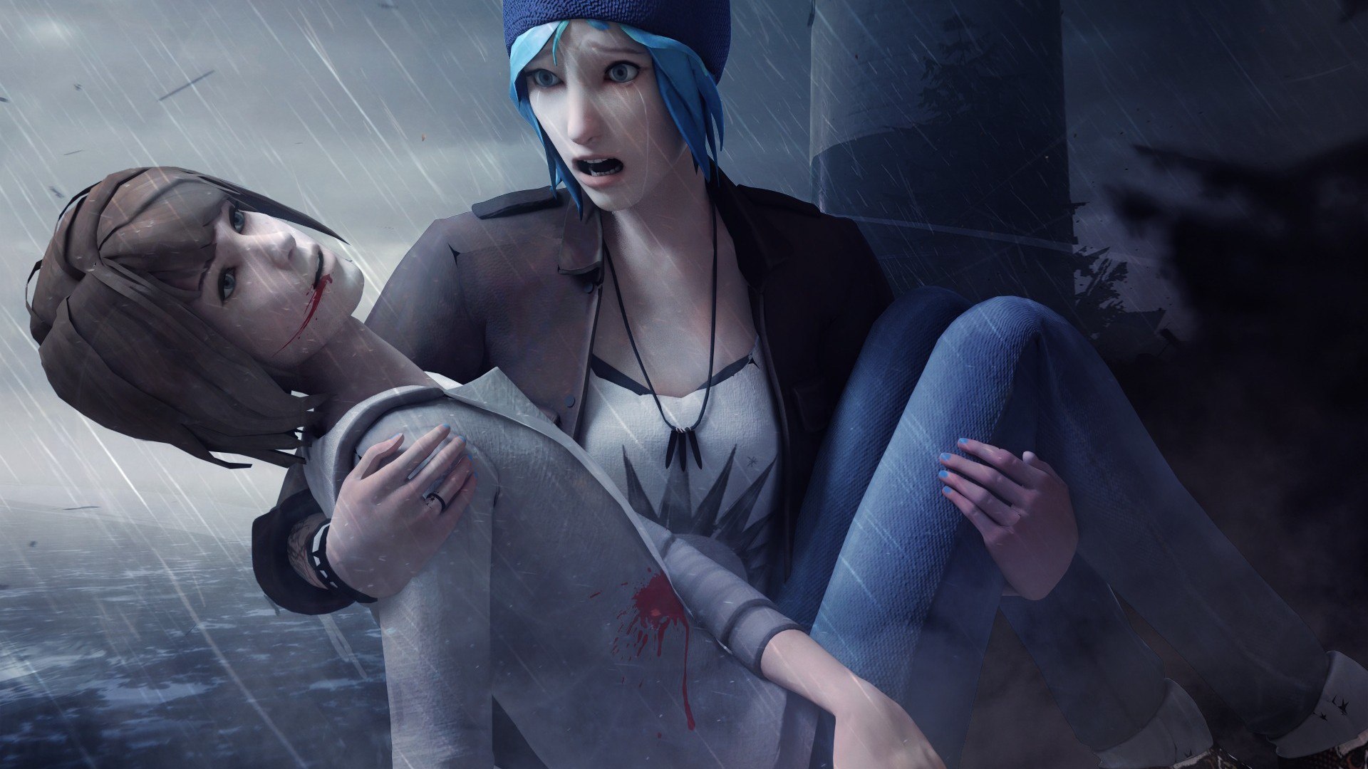 Chloe Price carrying injured Max Caulfield in Life is Strange HD Wallpaper