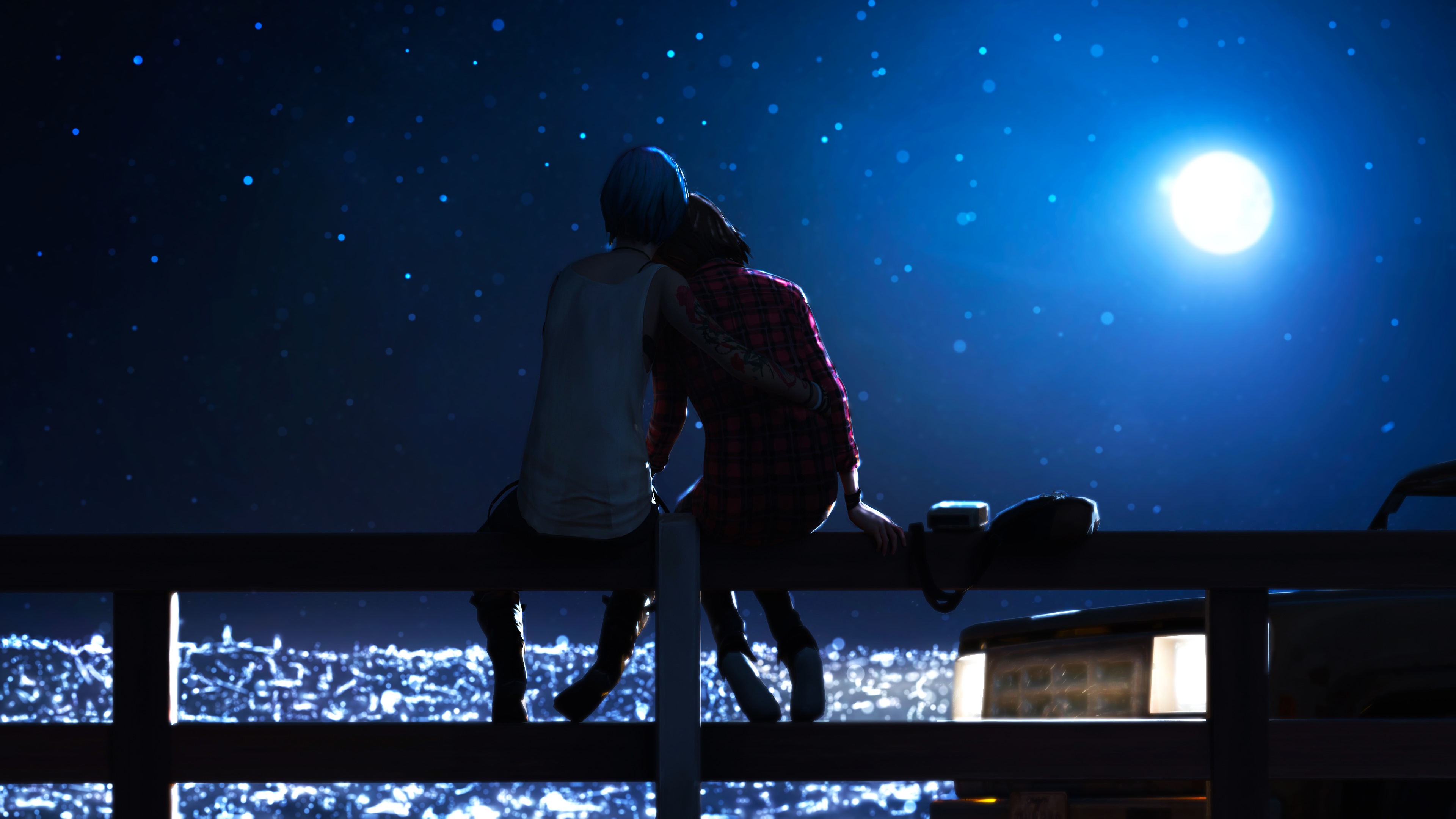 Chloe Price from Life is Strange sitting under the night sky HD Wallpaper