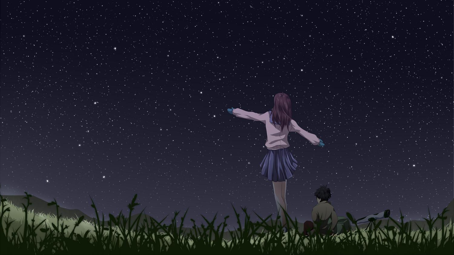 Yuri Nakamura stargazing HD Wallpaper