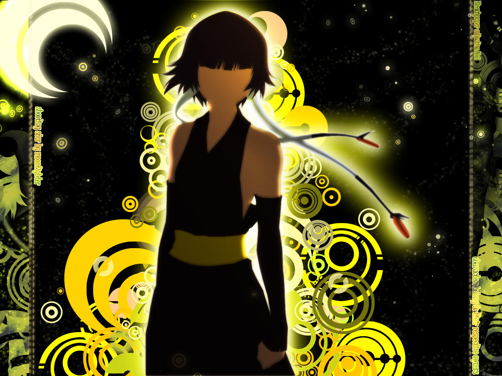 Soifon from Bleach with yellow circles and moon HD Wallpaper