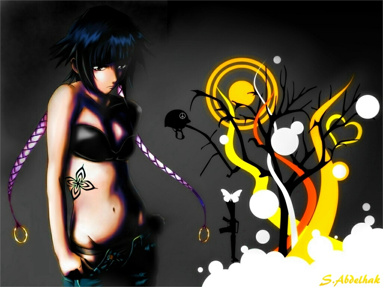 Soifon from Bleach with abstract art HD Wallpaper