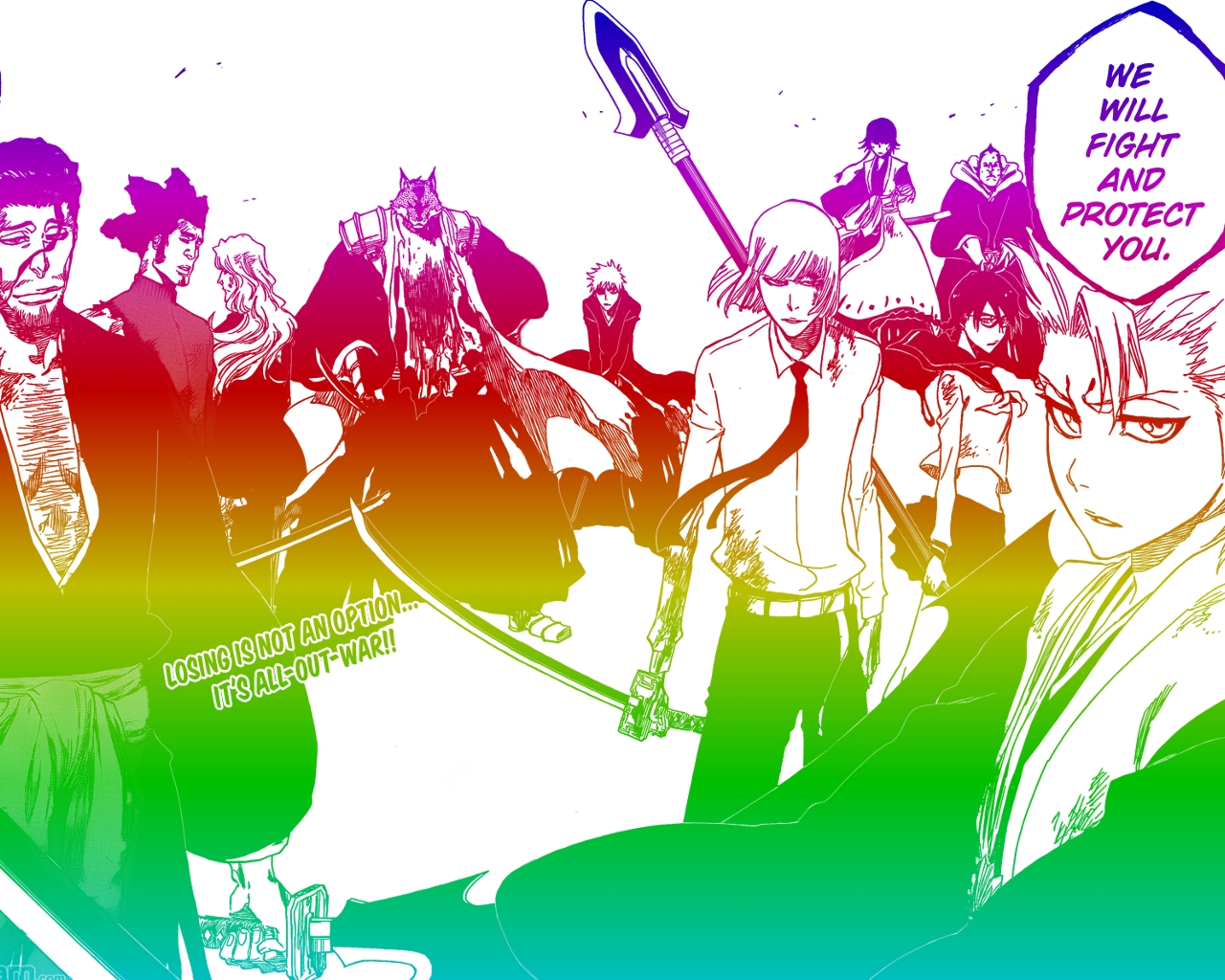 Bleach characters in a battle formation HD Wallpaper