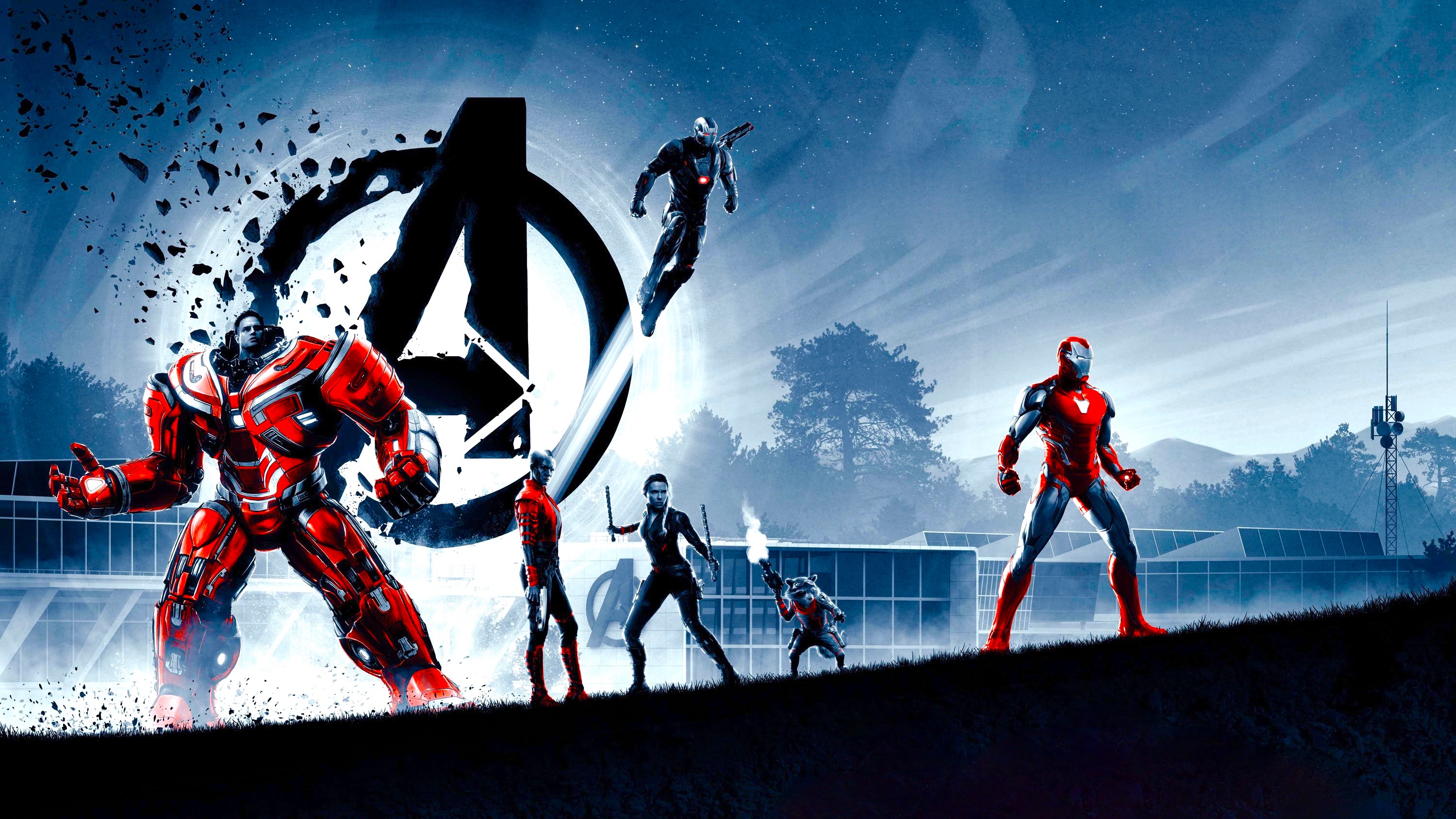 Hulkbuster, Iron Man, War Machine, Black Widow, and Rocket Raccoon from Avengers HD Wallpaper