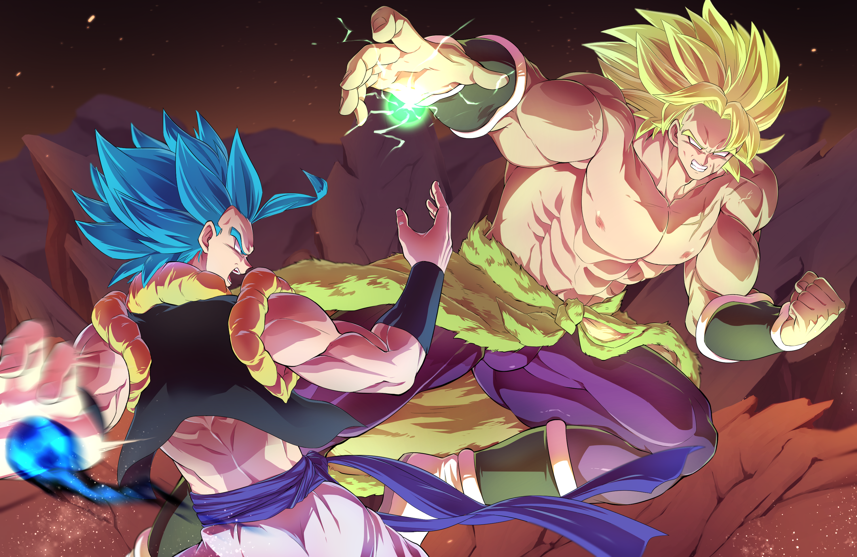 Gogeta and Broly fighting HD Wallpaper