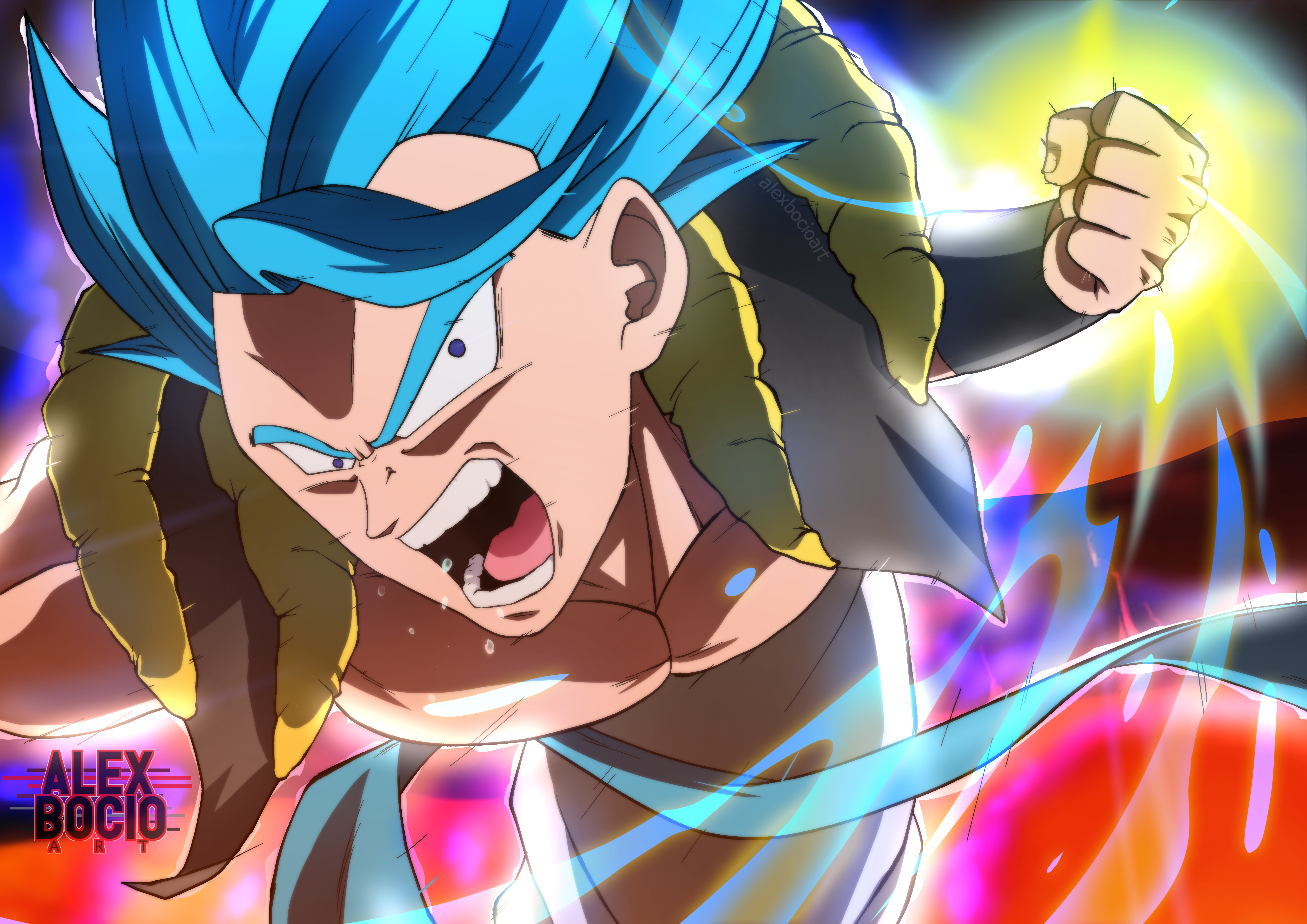 Gogeta Blue Super Saiyan Charging Attack HD Wallpaper