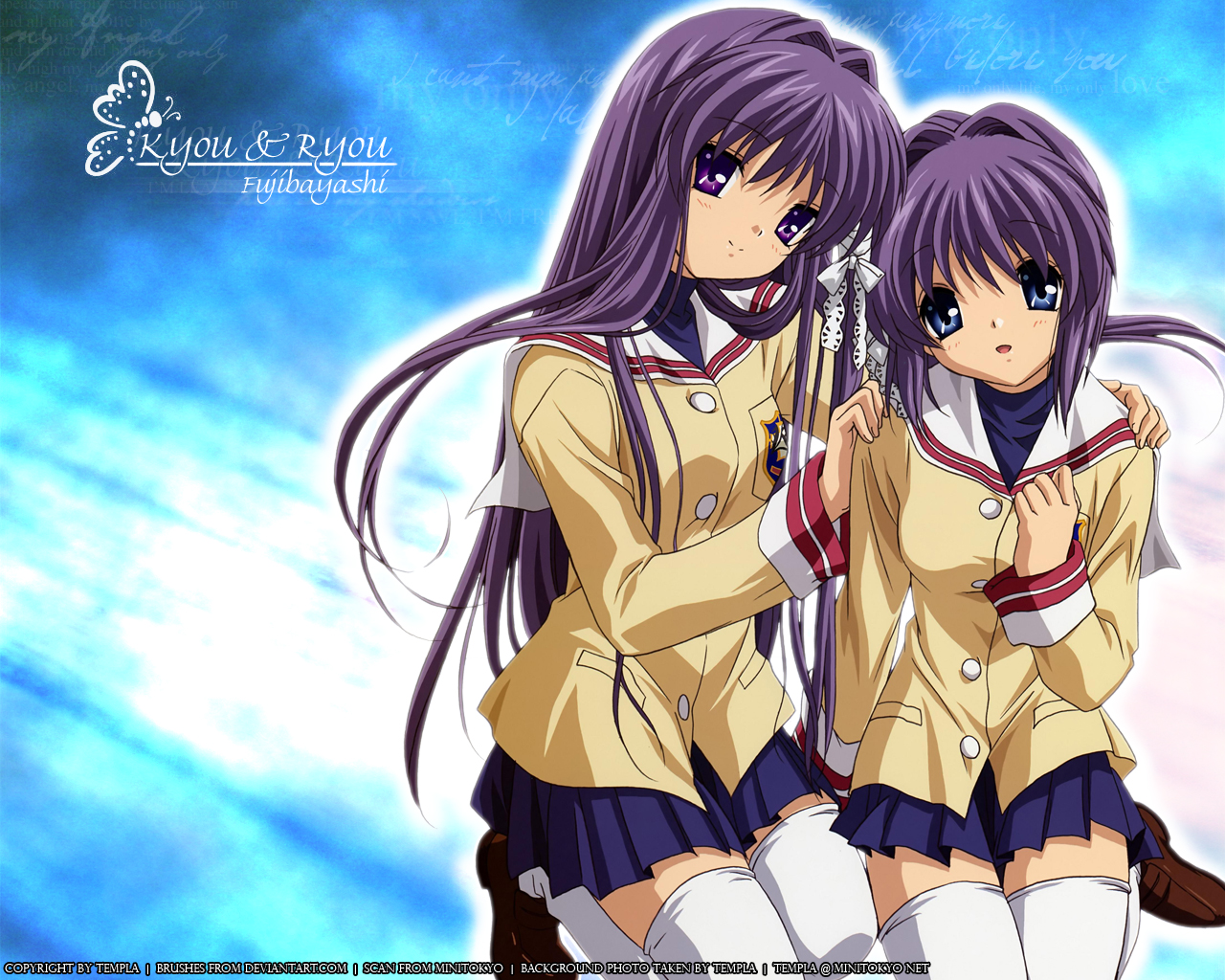 Kyou and Ryou Fujibayashi from Clannad HD Wallpaper