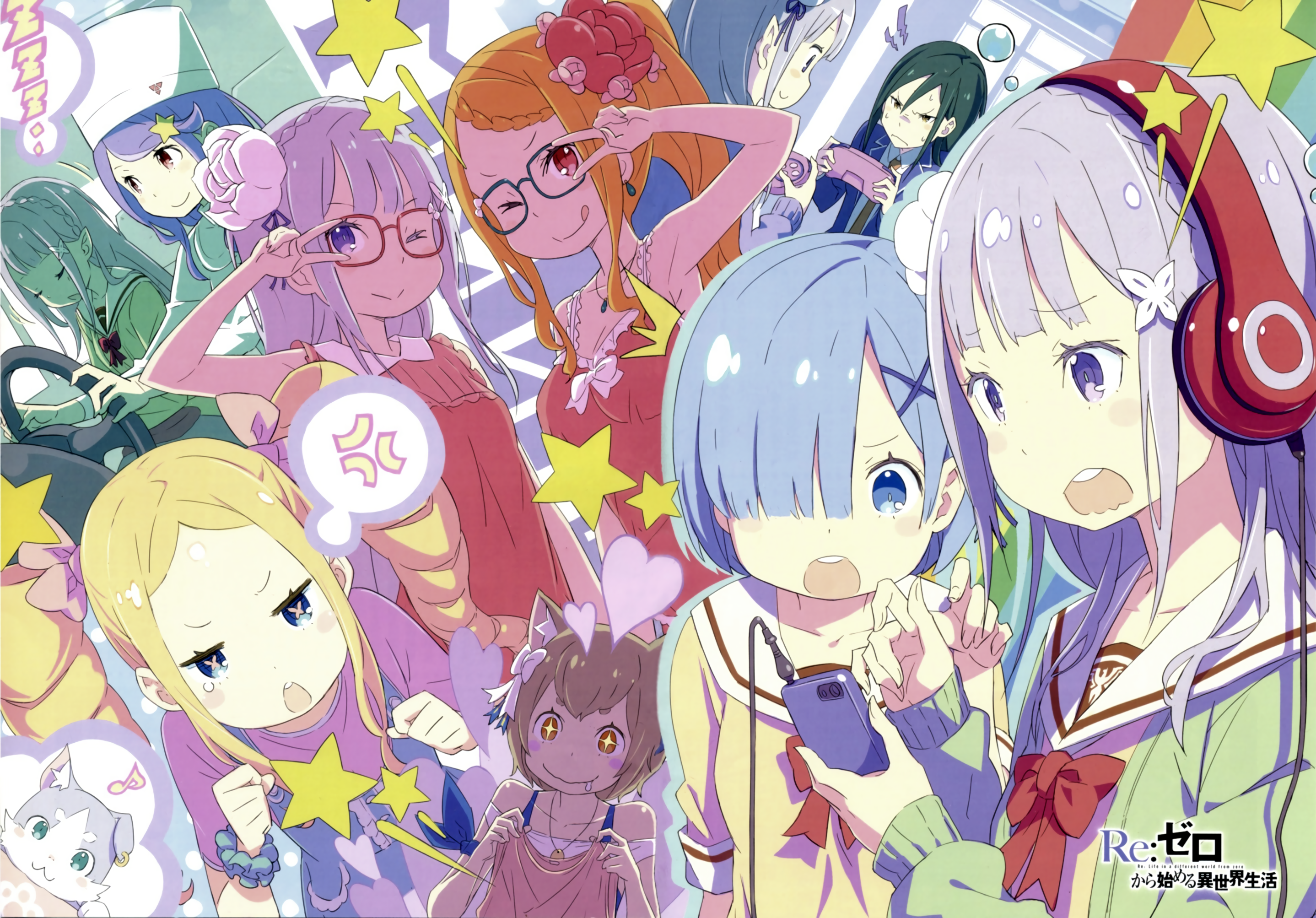 Re:Zero characters in a colorful setting HD Wallpaper
