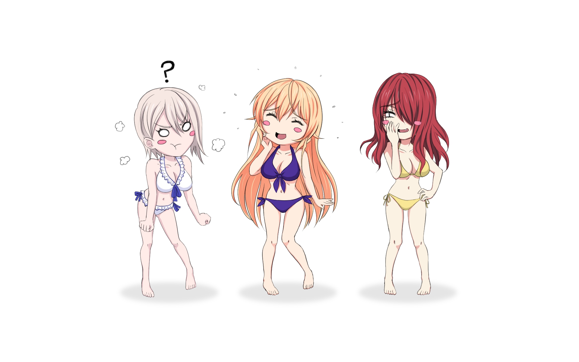 Erina Nakiri and two other girls in swimsuits HD Wallpaper