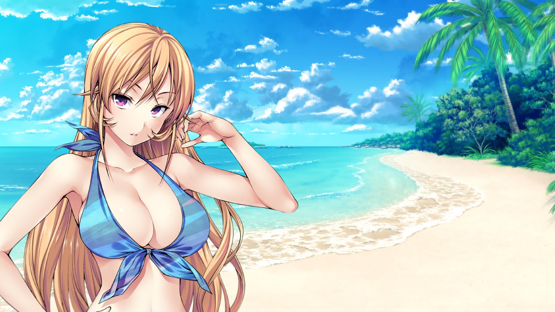 Erina Nakiri from Food Wars! on a beach HD Wallpaper