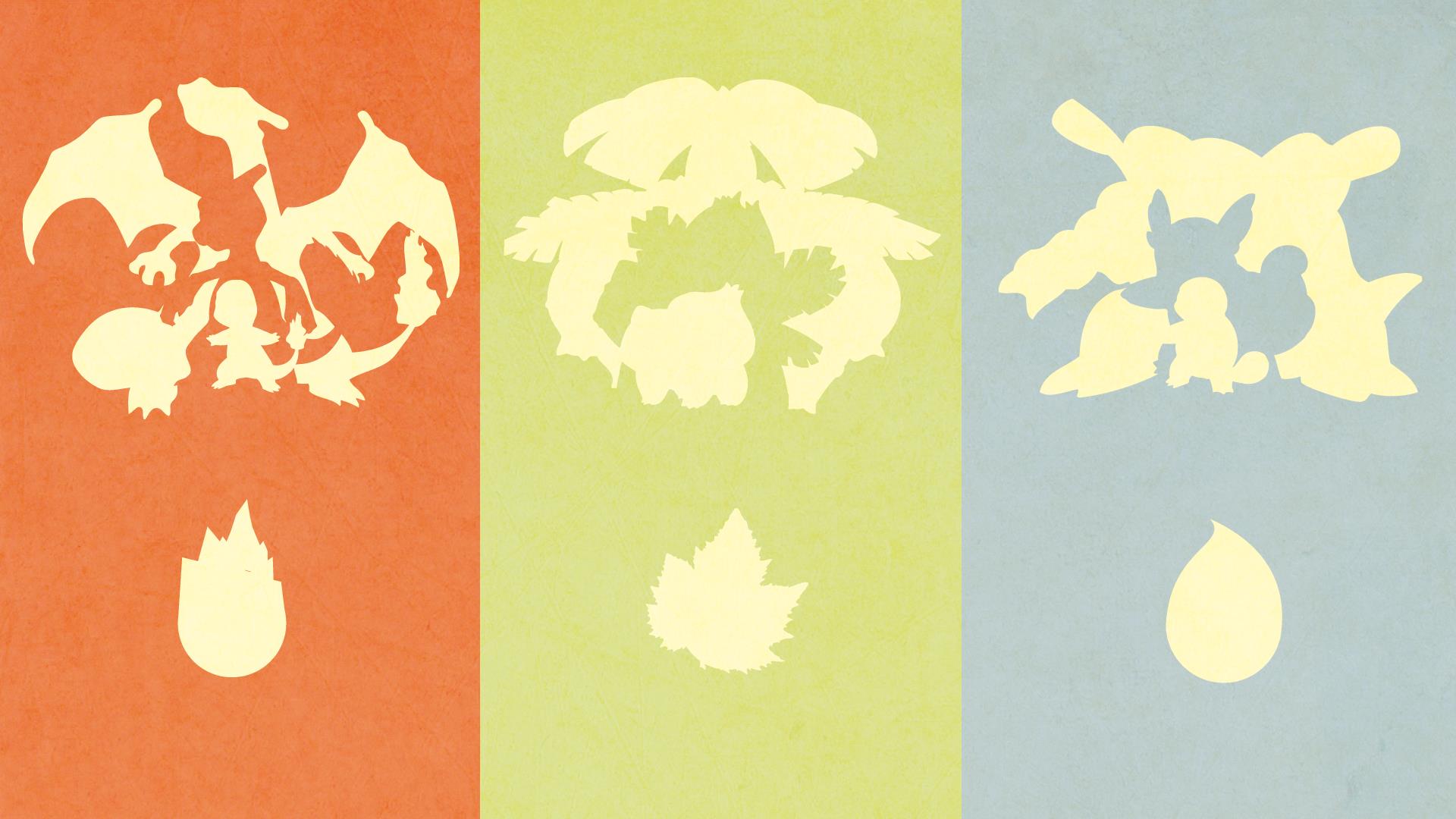 Pokemon Starters Silhouette Art HD Wallpaper