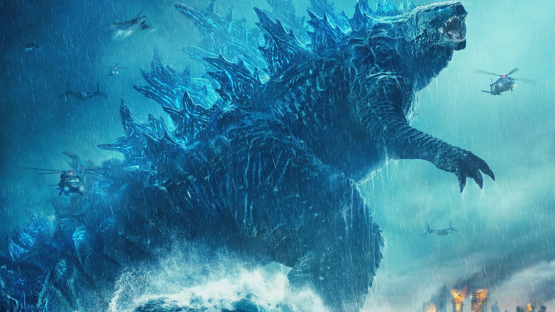 Godzilla in a City Under Attack HD Wallpaper
