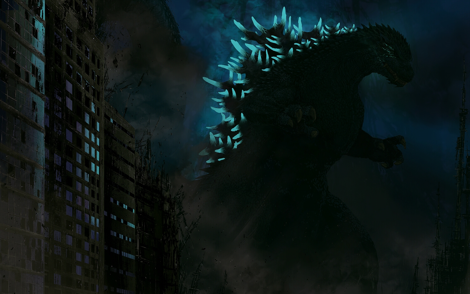 Godzilla in a Destroyed City HD Wallpaper