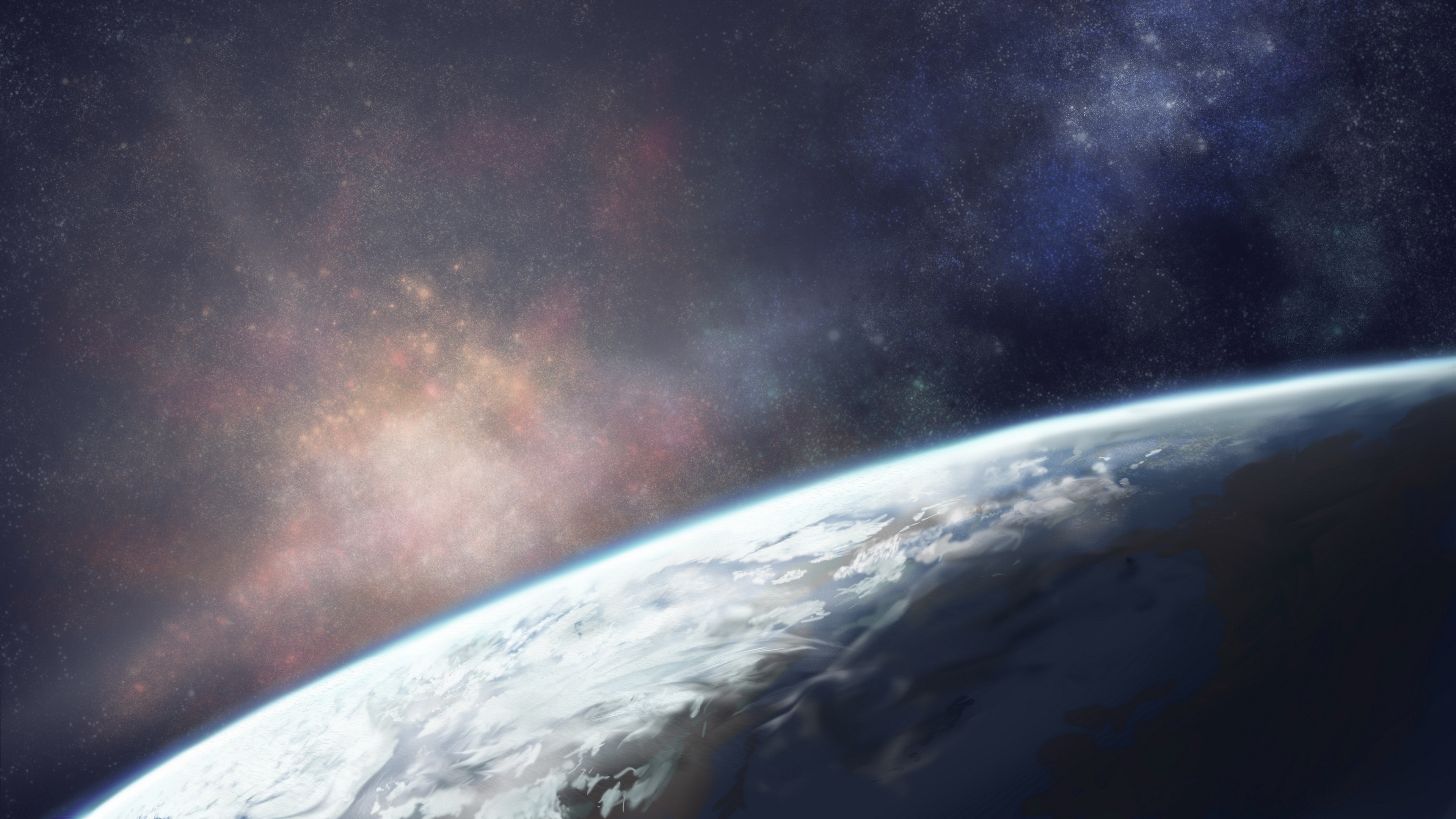 Earth and nebula in outer space HD Wallpaper