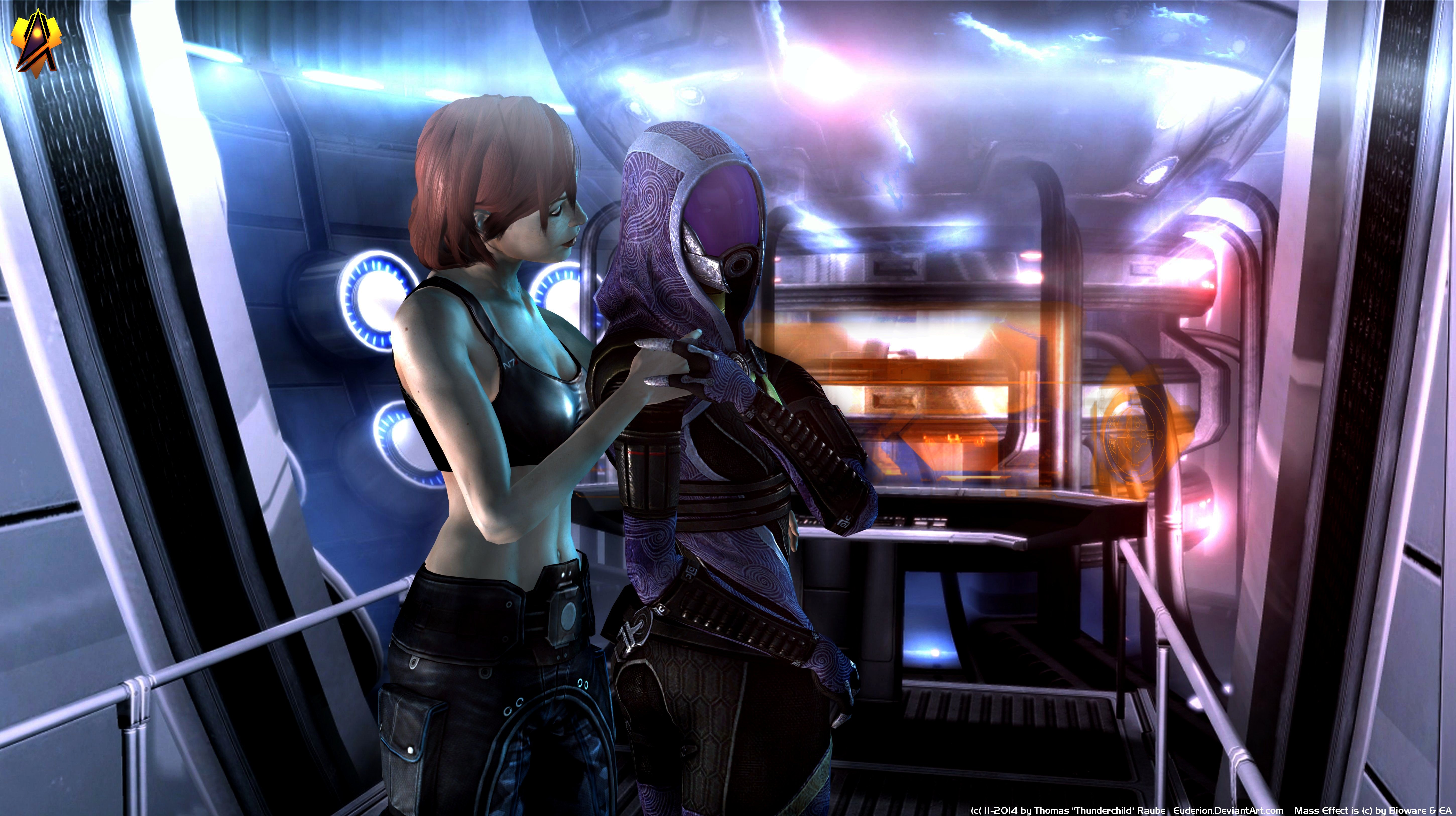 Commander Shepard and Tali'Zorah from Mass Effect HD Wallpaper