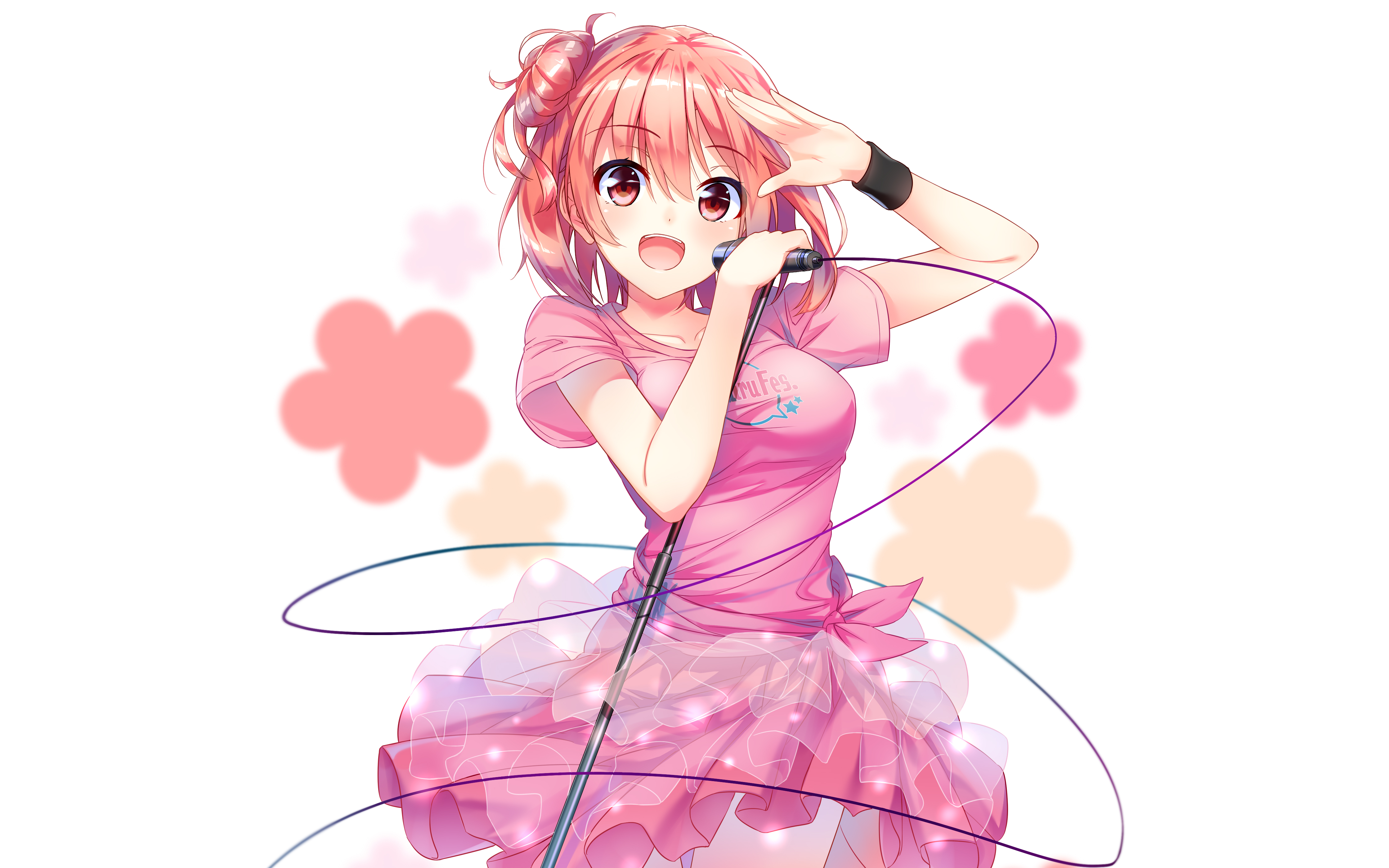 Yui Yuigahama singing with a microphone HD Wallpaper