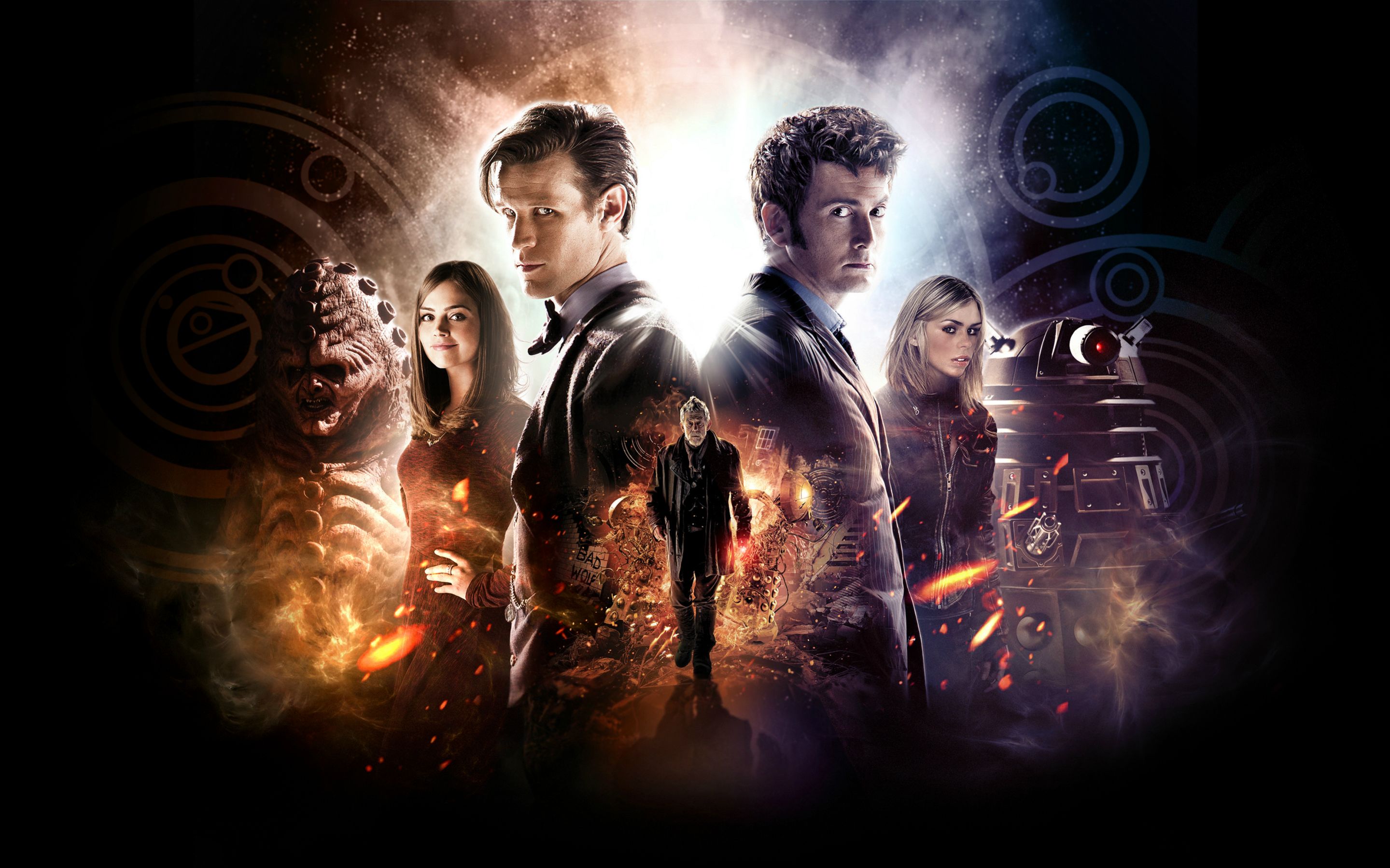 Doctor Who: The Eleventh and Tenth Doctors with Companions HD Wallpaper