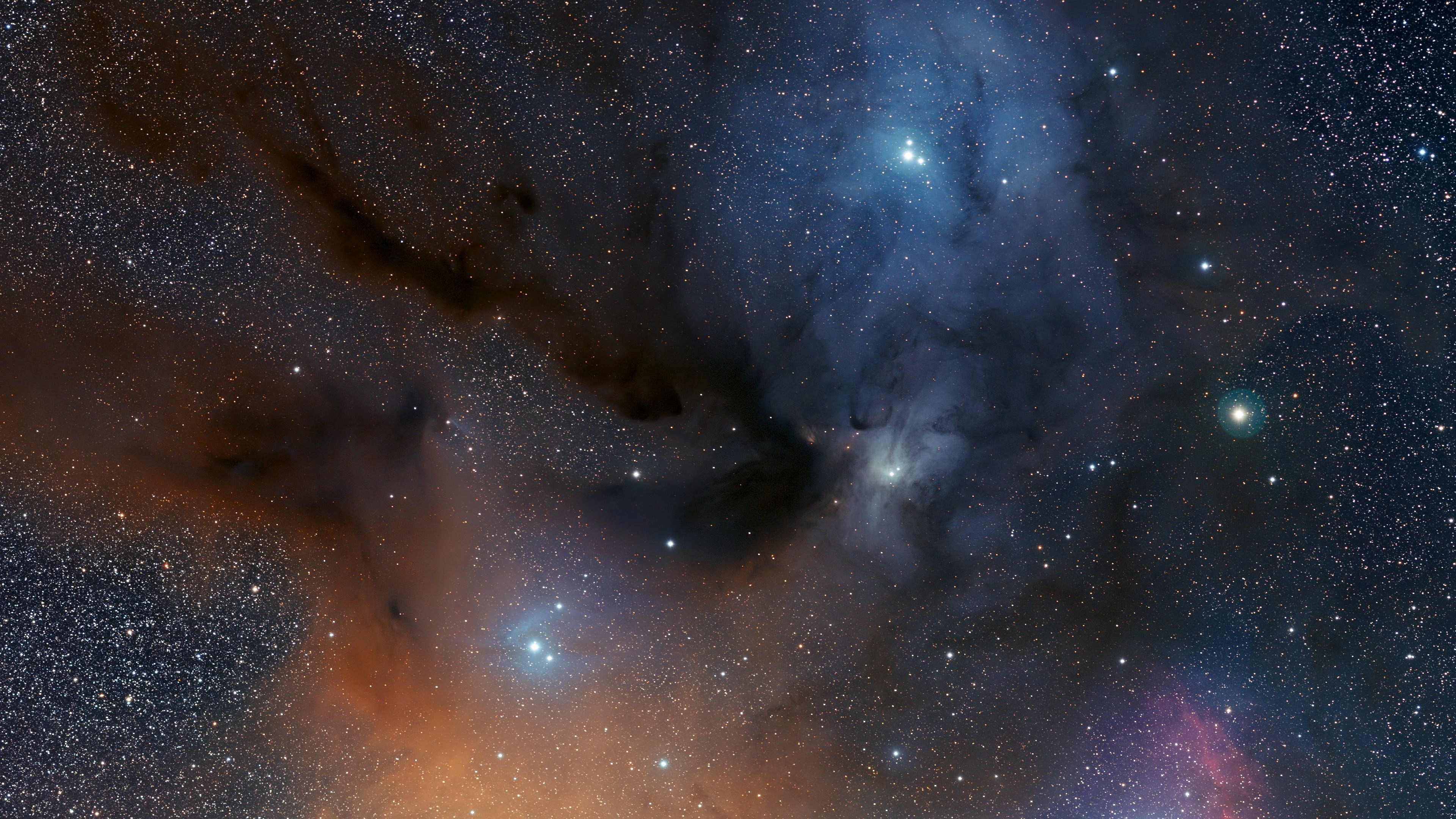 Dark and colorful nebulae with stars HD Wallpaper