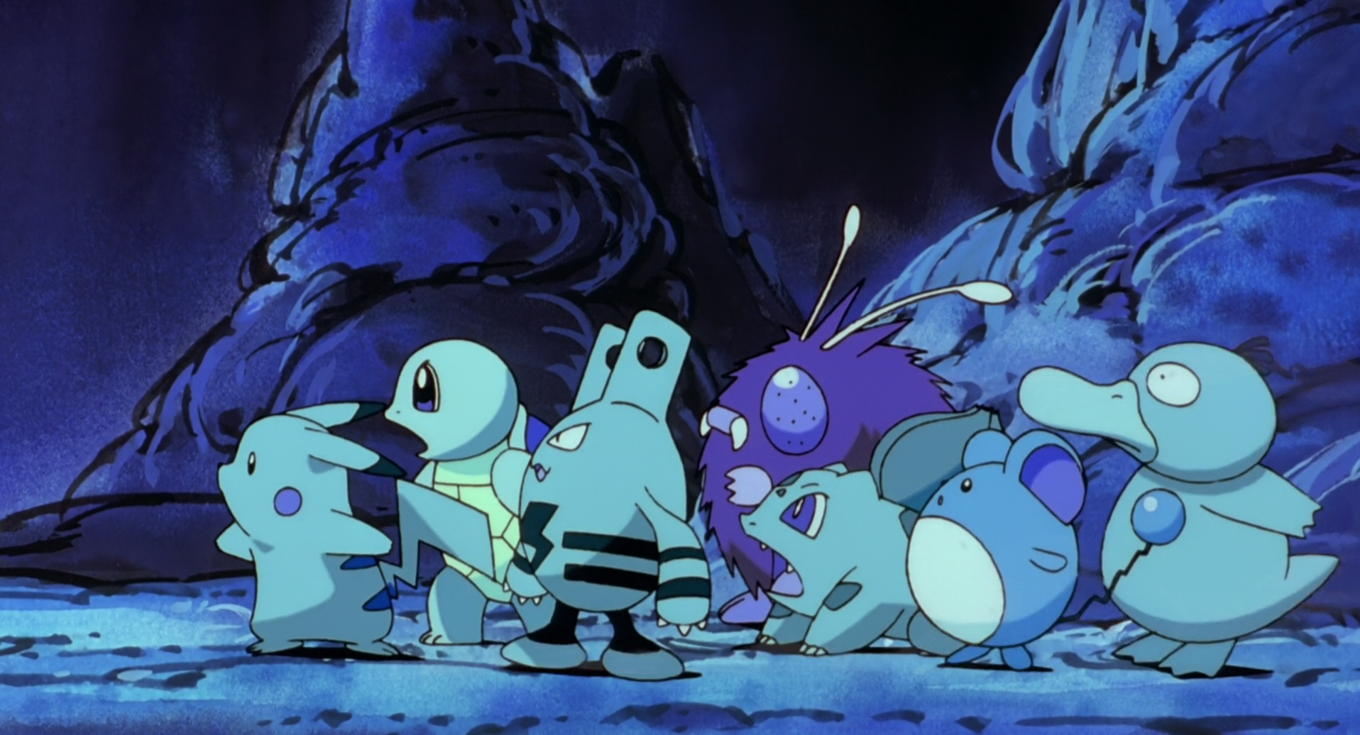 Pokemon characters in a cave HD Wallpaper