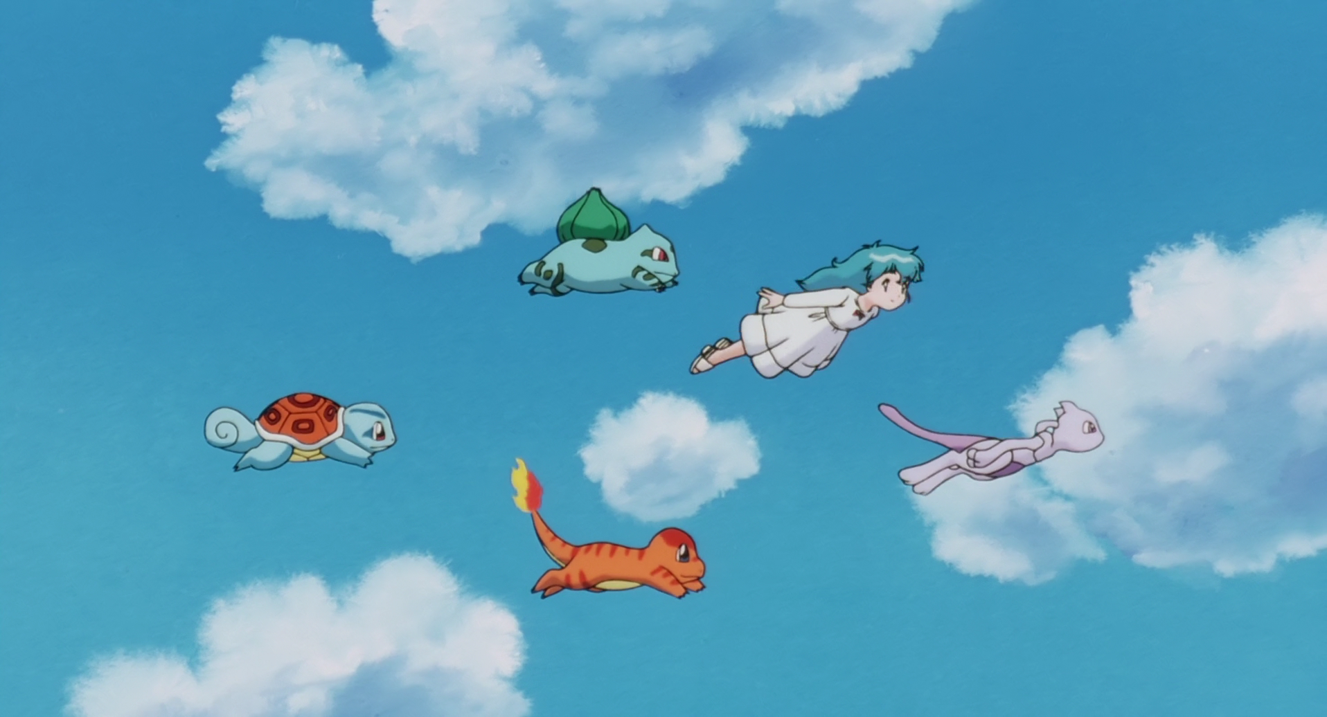 Pokemon and girl flying in the sky HD Wallpaper