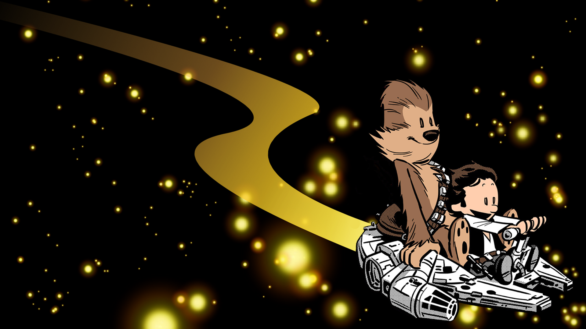 Chewbacca and Han Solo from Star Wars on the Millennium Falcon HD Wallpaper