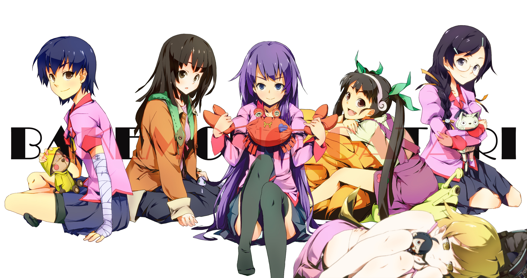 Nadeko Sengoku and friends from Monogatari Series HD Wallpaper