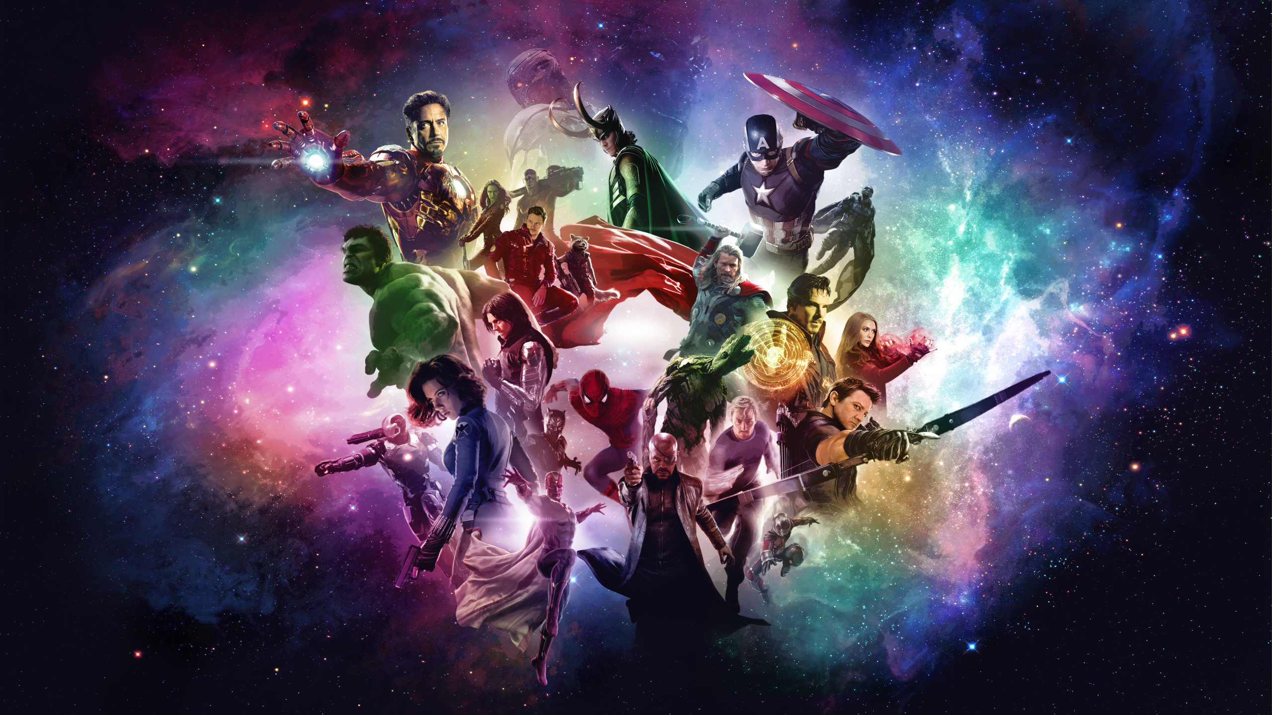 Avengers Assemble in Cosmic Background HD Wallpaper