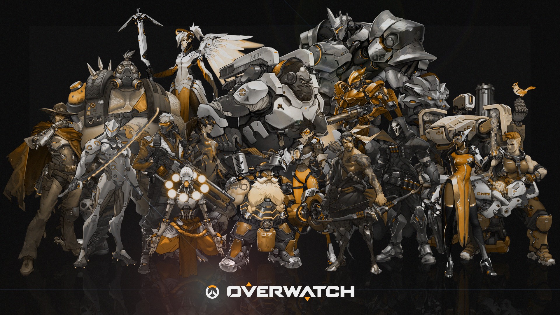 Overwatch characters including Hanzo HD Wallpaper