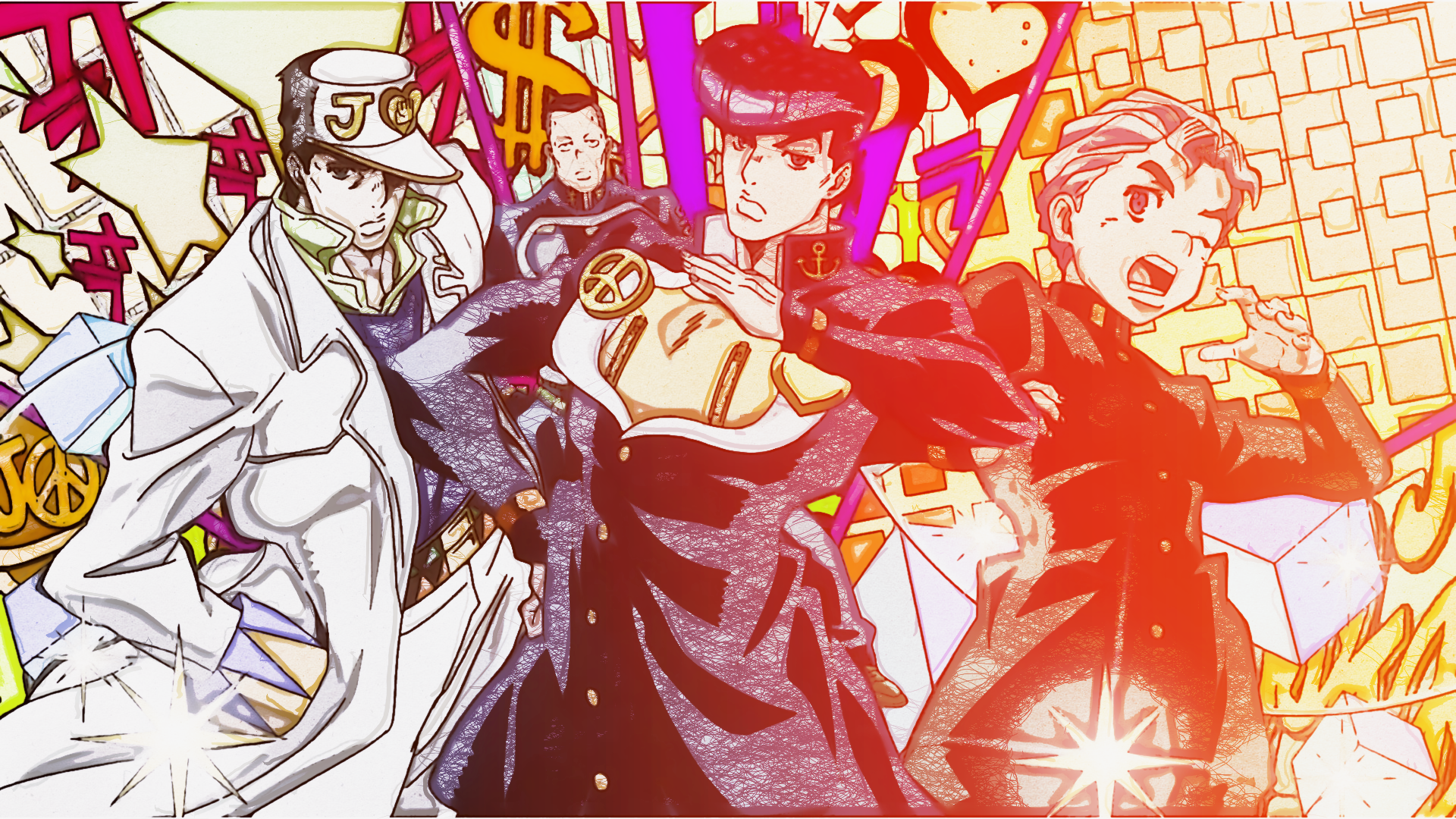 Josuke Higashikata and friends from JoJo's Bizarre Adventure HD Wallpaper
