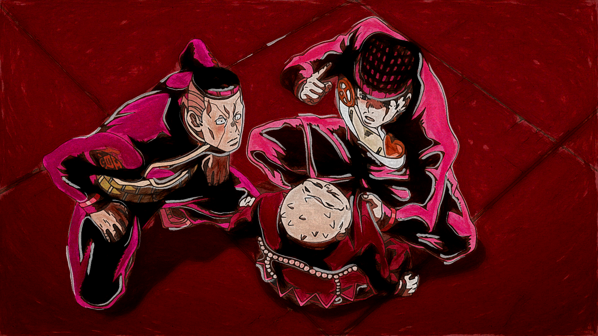 Josuke Higashikata and allies in battle HD Wallpaper