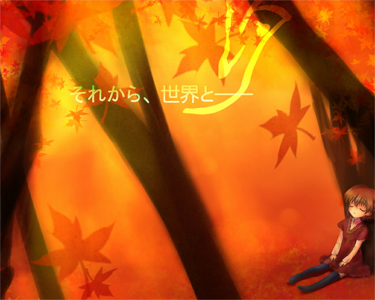 Ushio Okazaki in Autumn Forest HD Wallpaper
