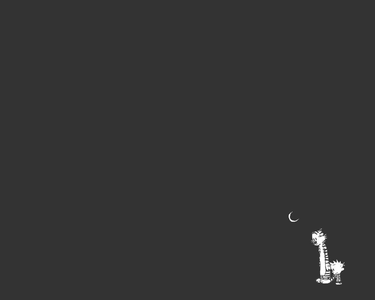 Hobbes and Calvin looking at the moon HD Wallpaper