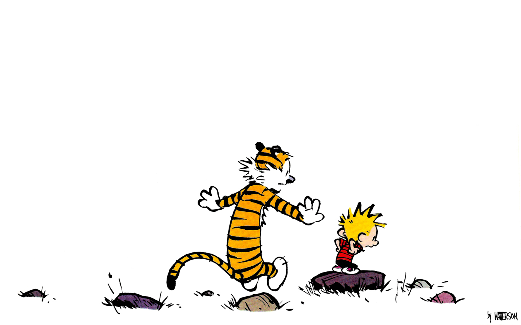 Calvin and Hobbes walking HD Wallpaper