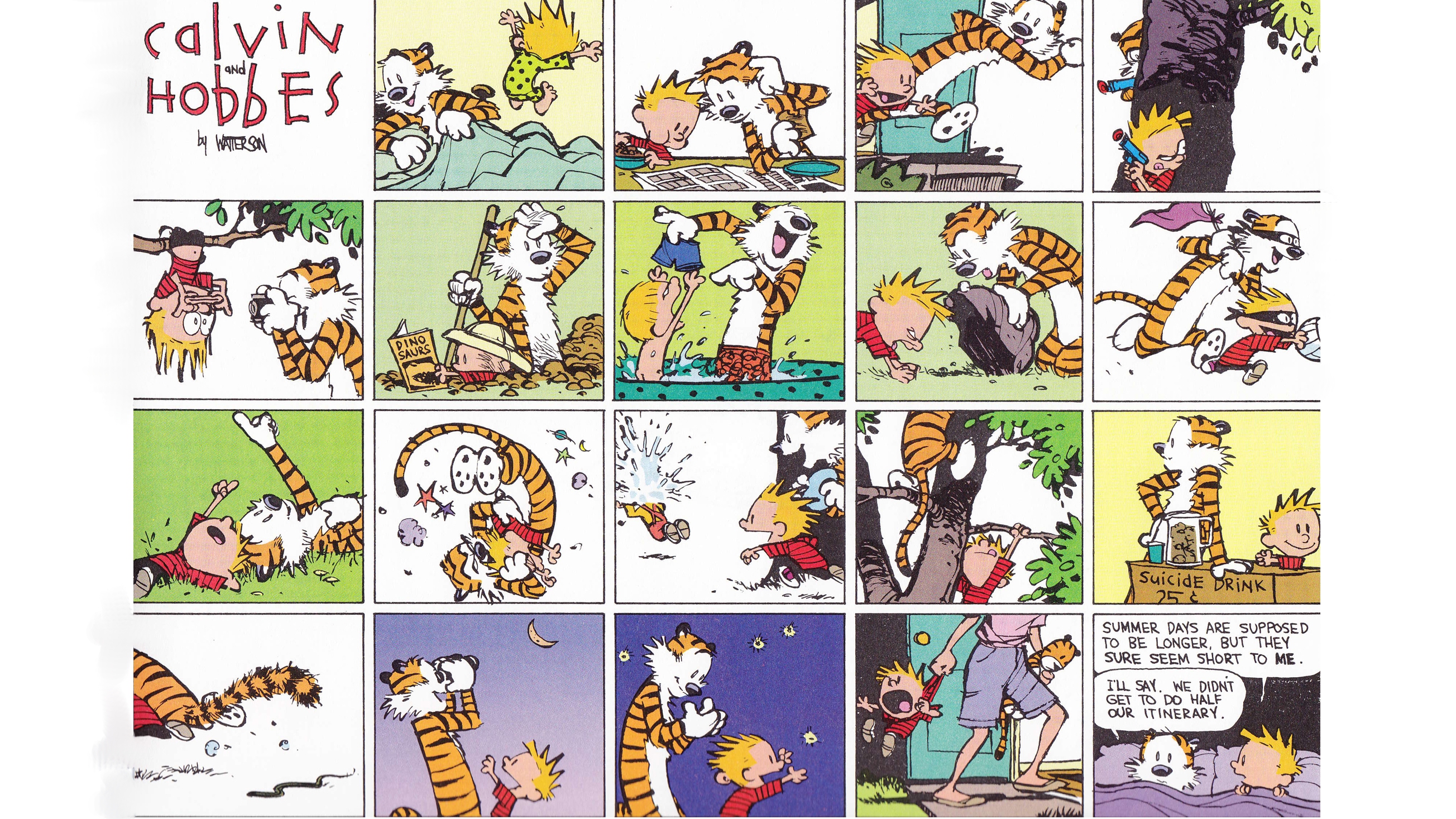 Calvin and Hobbes by Bill Watterson comic strip HD Wallpaper