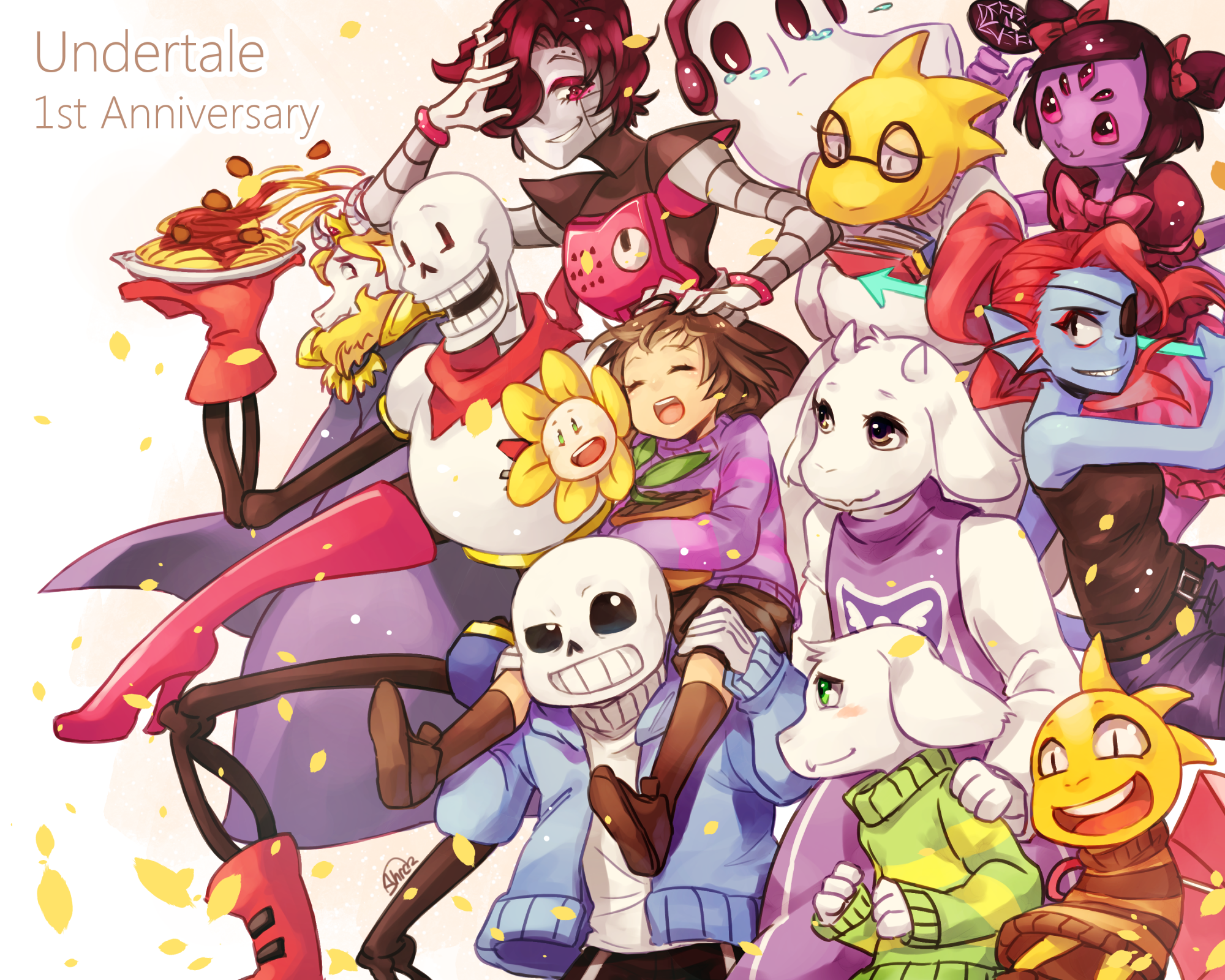 Undertale 1st Anniversary group illustration HD Wallpaper