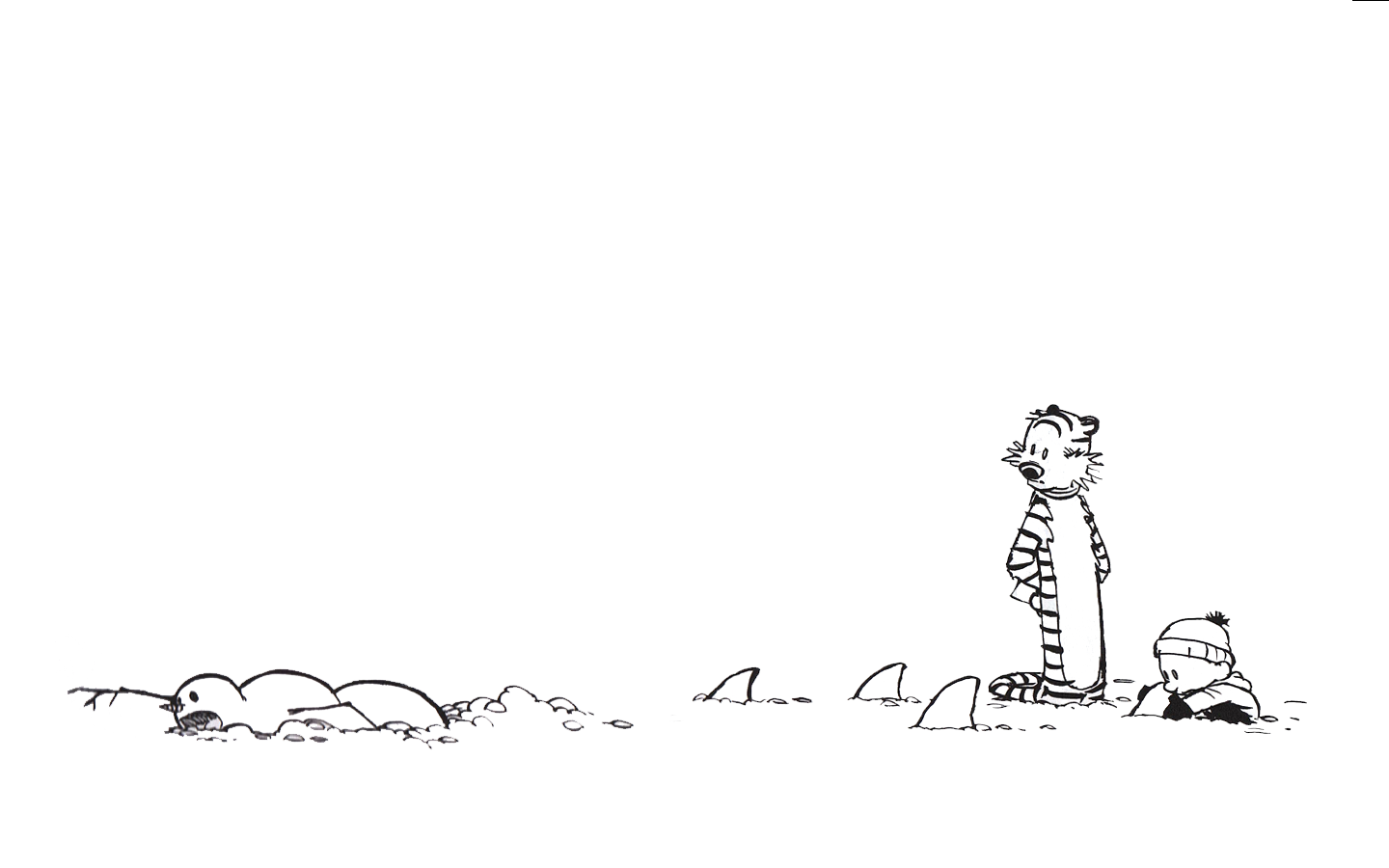 Hobbes and Calvin in the snow HD Wallpaper