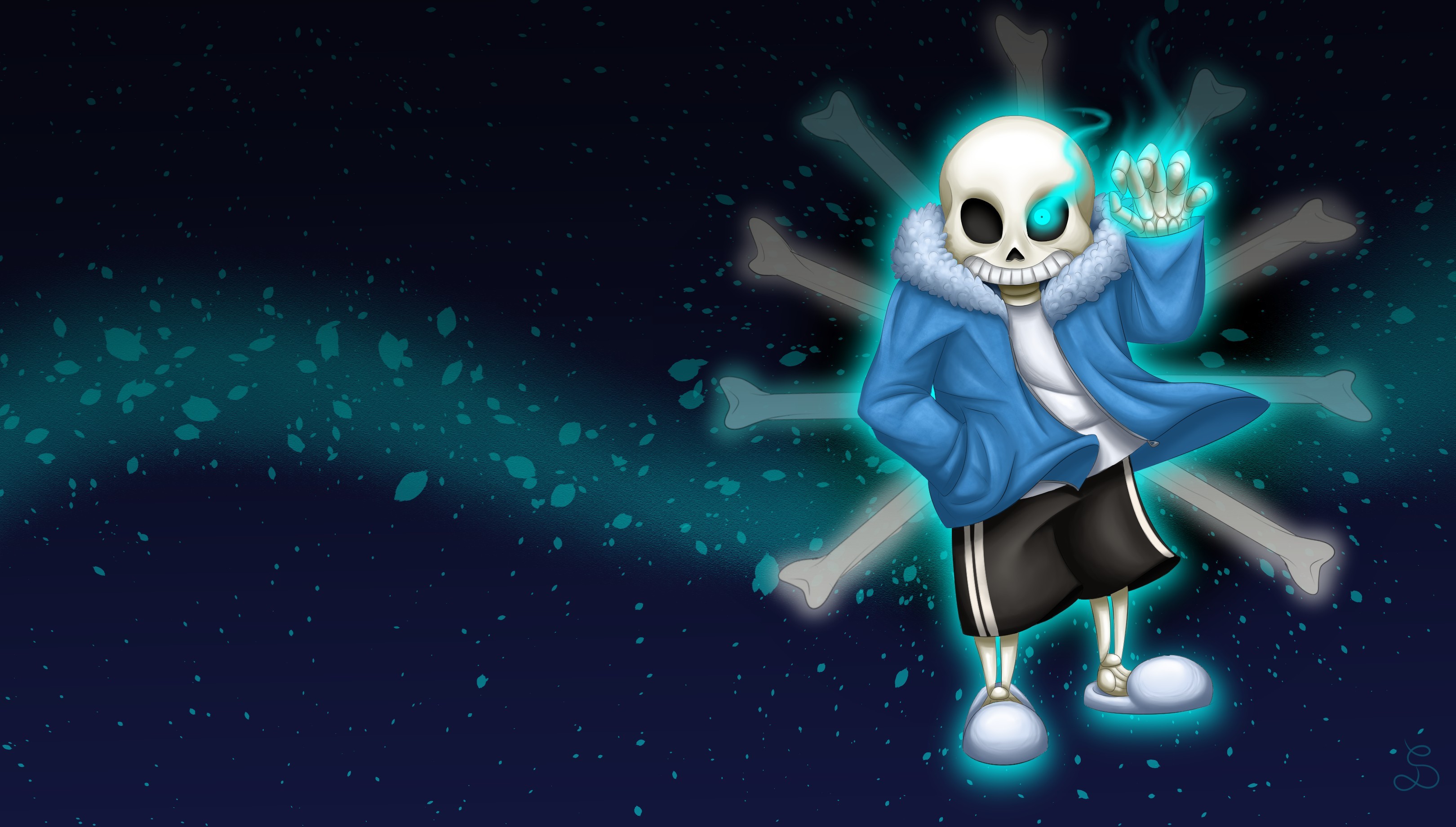 Sans from Undertale with glowing bones HD Wallpaper