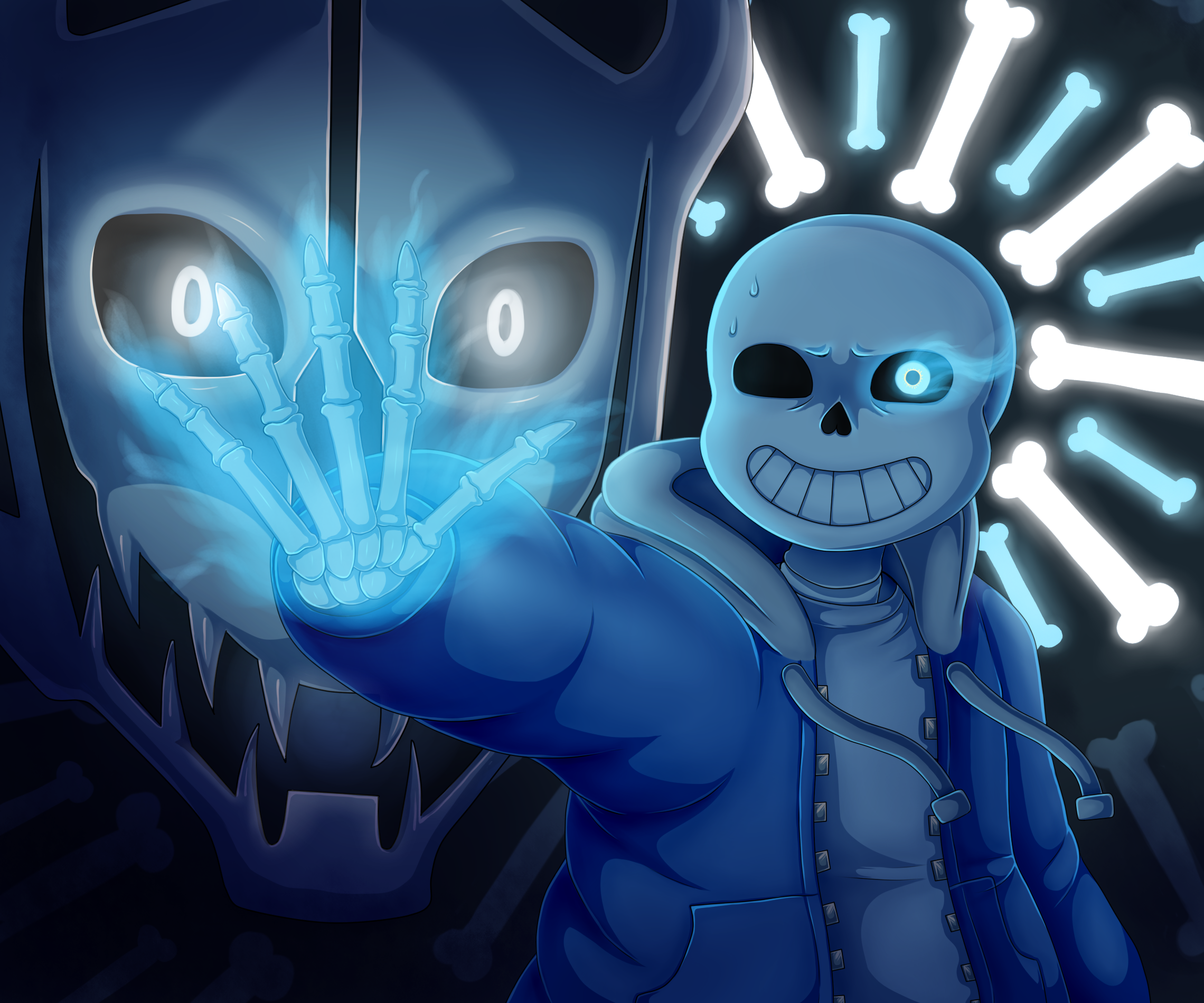 Sans from Undertale with Gaster Blasters HD Wallpaper