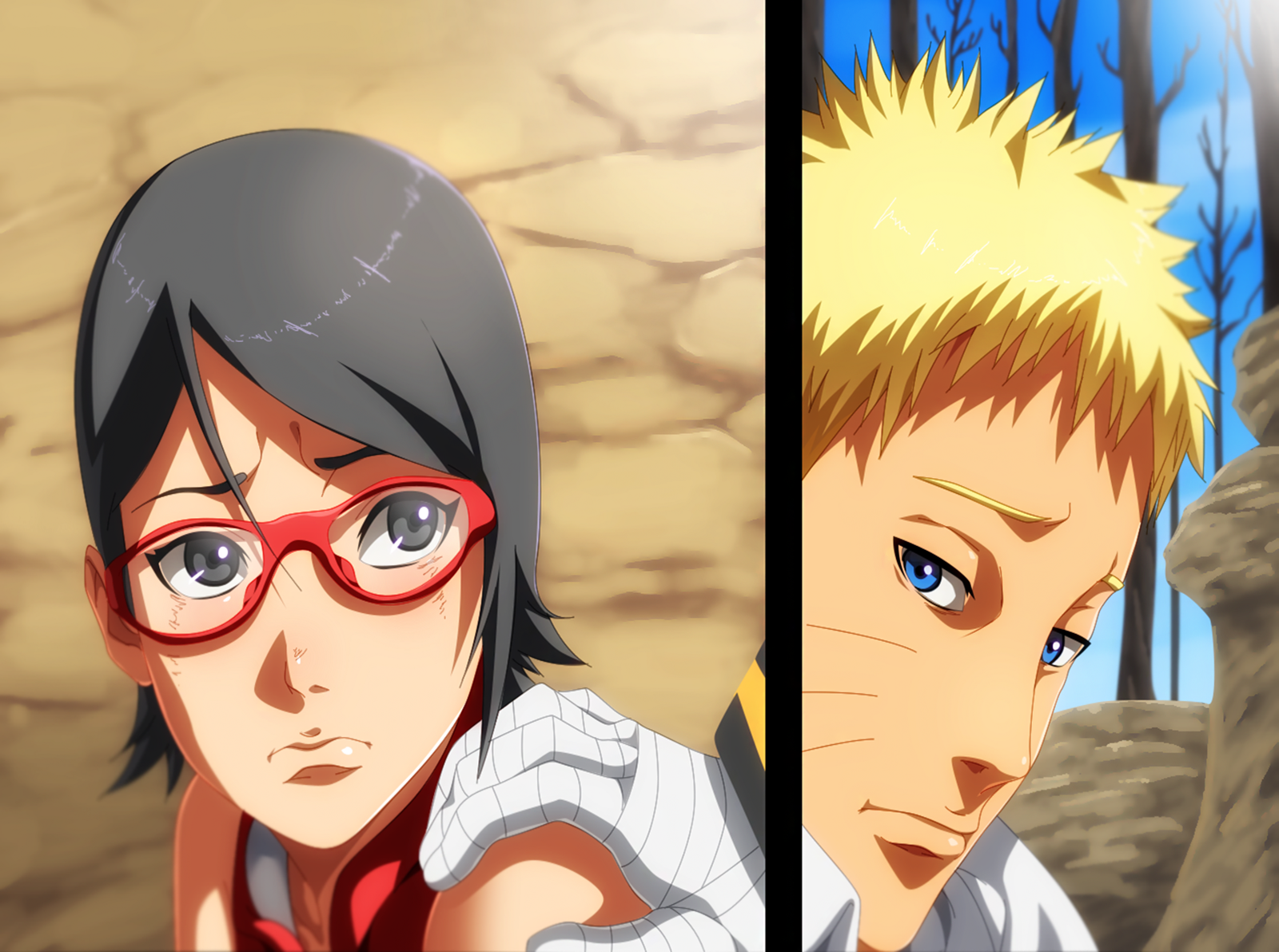 Sarada Uchiha and Naruto Uzumaki from Naruto HD Wallpaper
