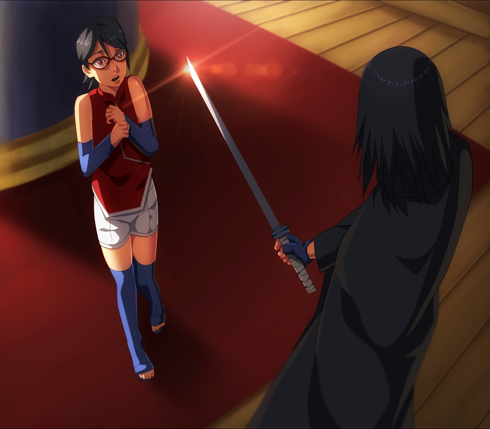 Sarada Uchiha and Sasuke Uchiha from Naruto HD Wallpaper