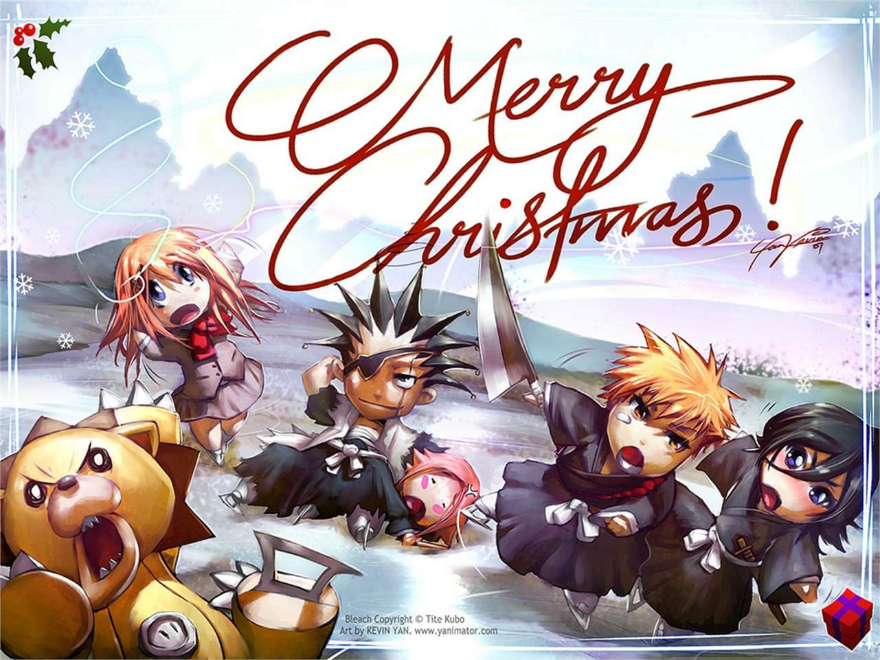 Bleach Christmas Art with Kon HD Wallpaper