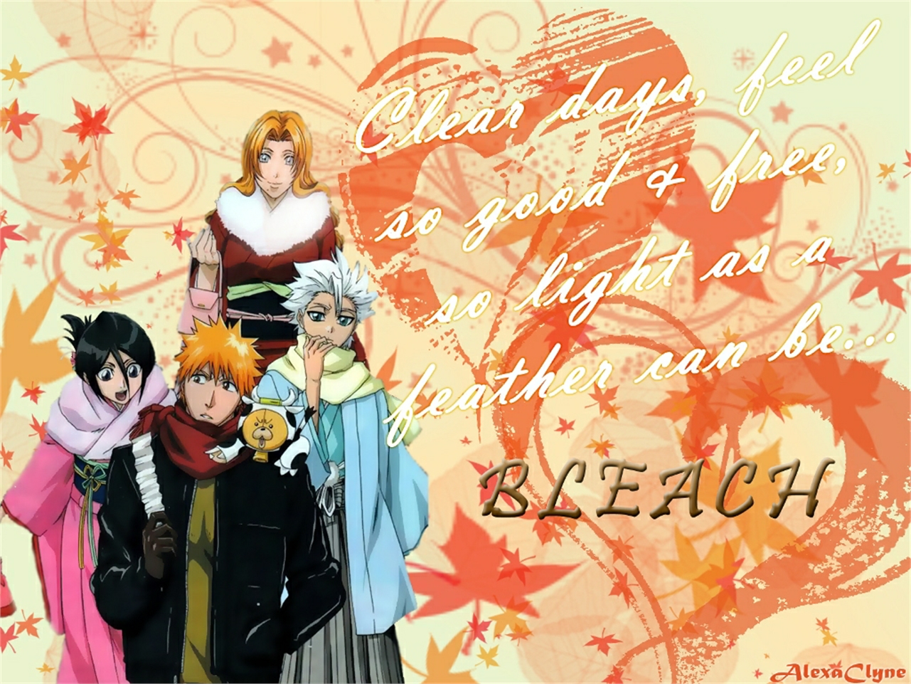 Characters from Bleach with autumn theme HD Wallpaper