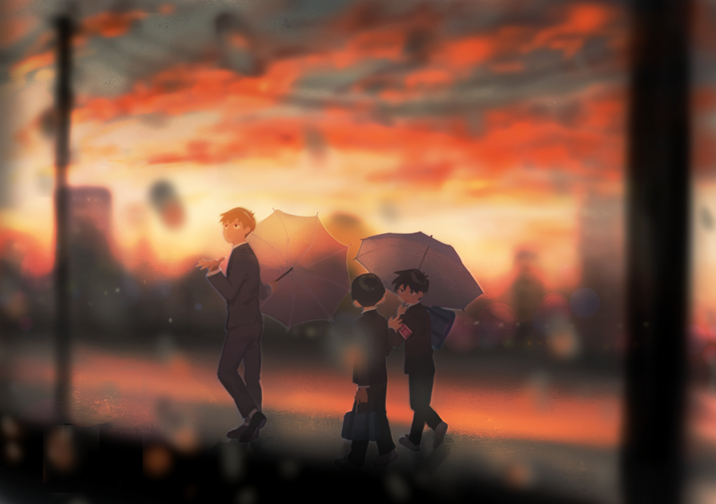 Shigeo Kageyama and friends walking in the rain HD Wallpaper
