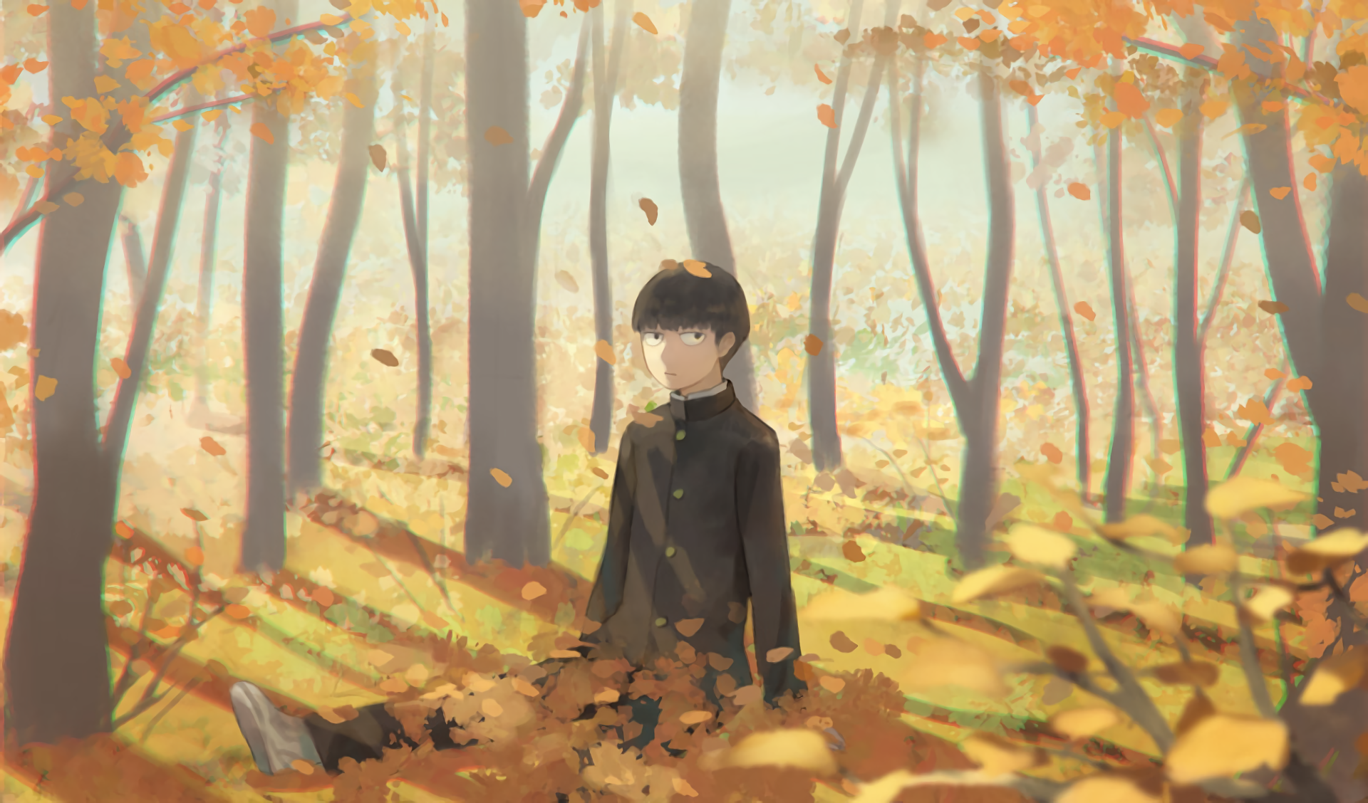 Shigeo Kageyama in an autumn forest HD Wallpaper