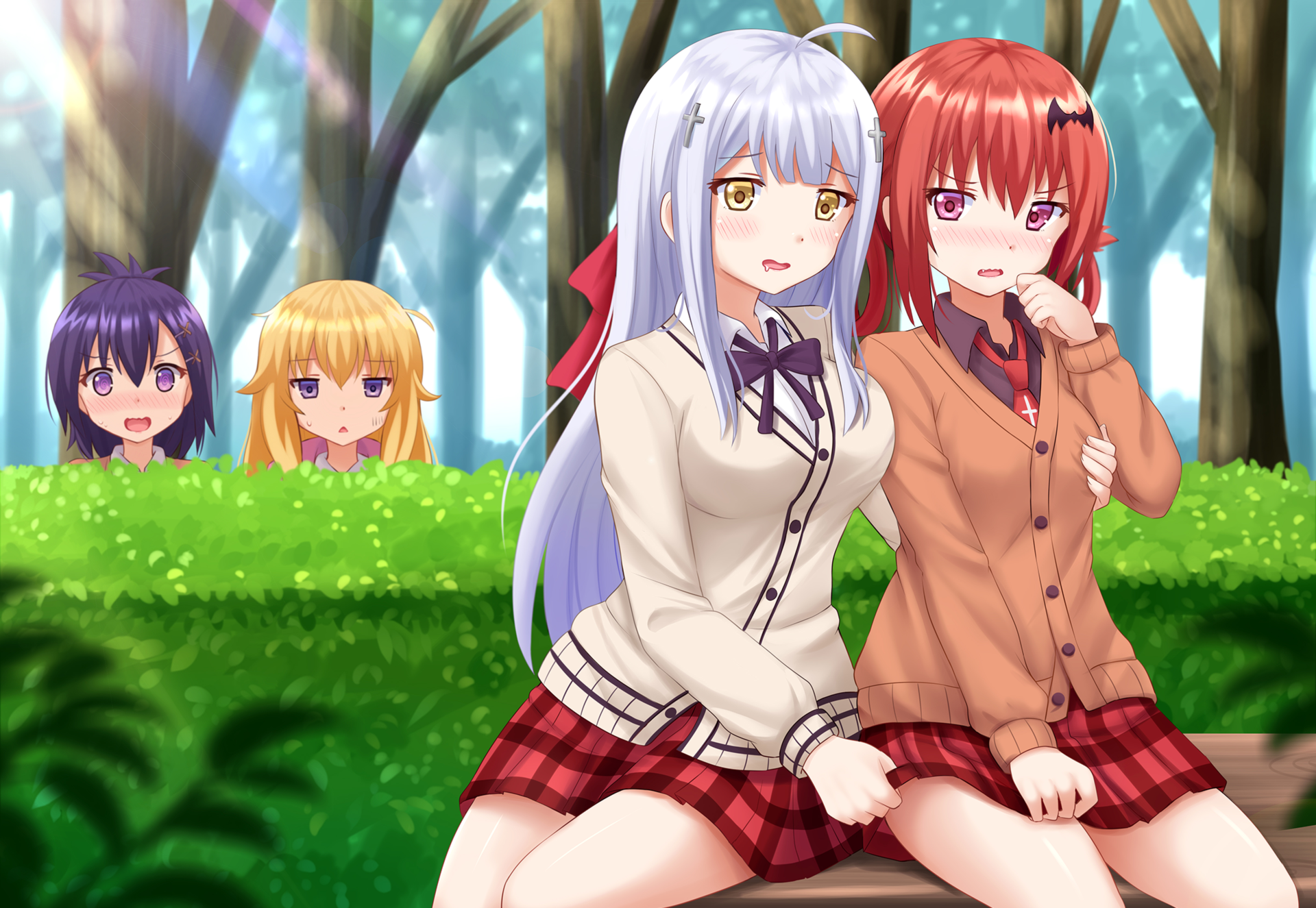 Satanichia Kurumizawa McDowell and friends in a forest HD Wallpaper
