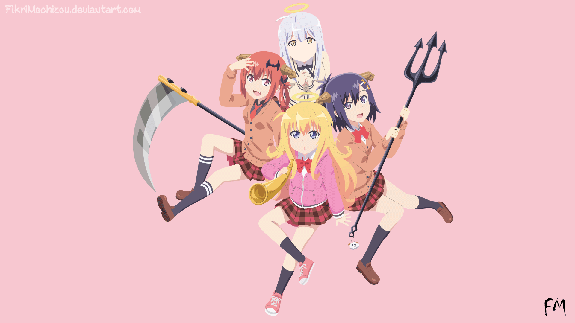 Satanichia Kurumizawa McDowell and friends from The Devil is a Part-Timer! HD Wallpaper
