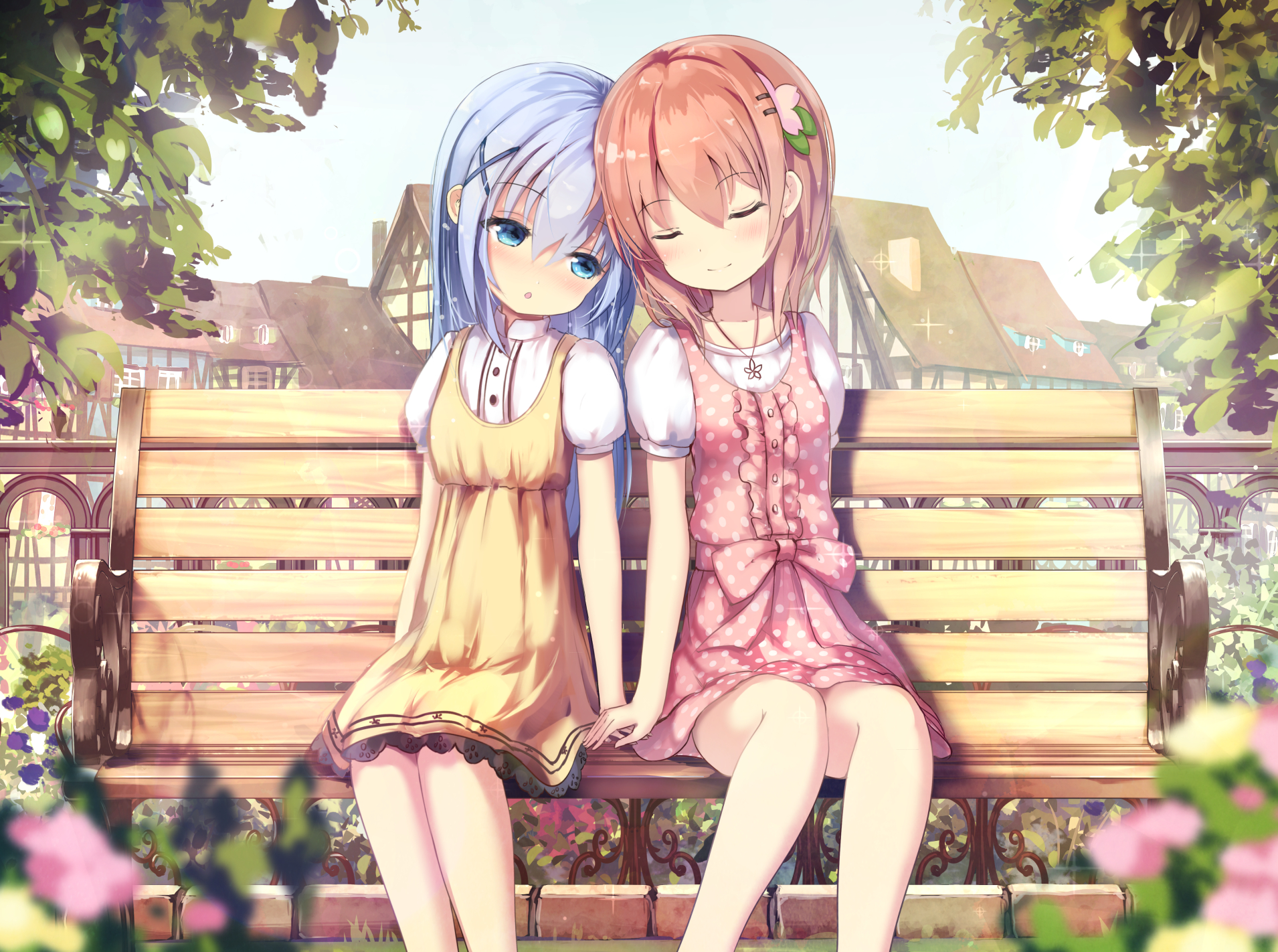 Chino Kafū sitting on a bench HD Wallpaper