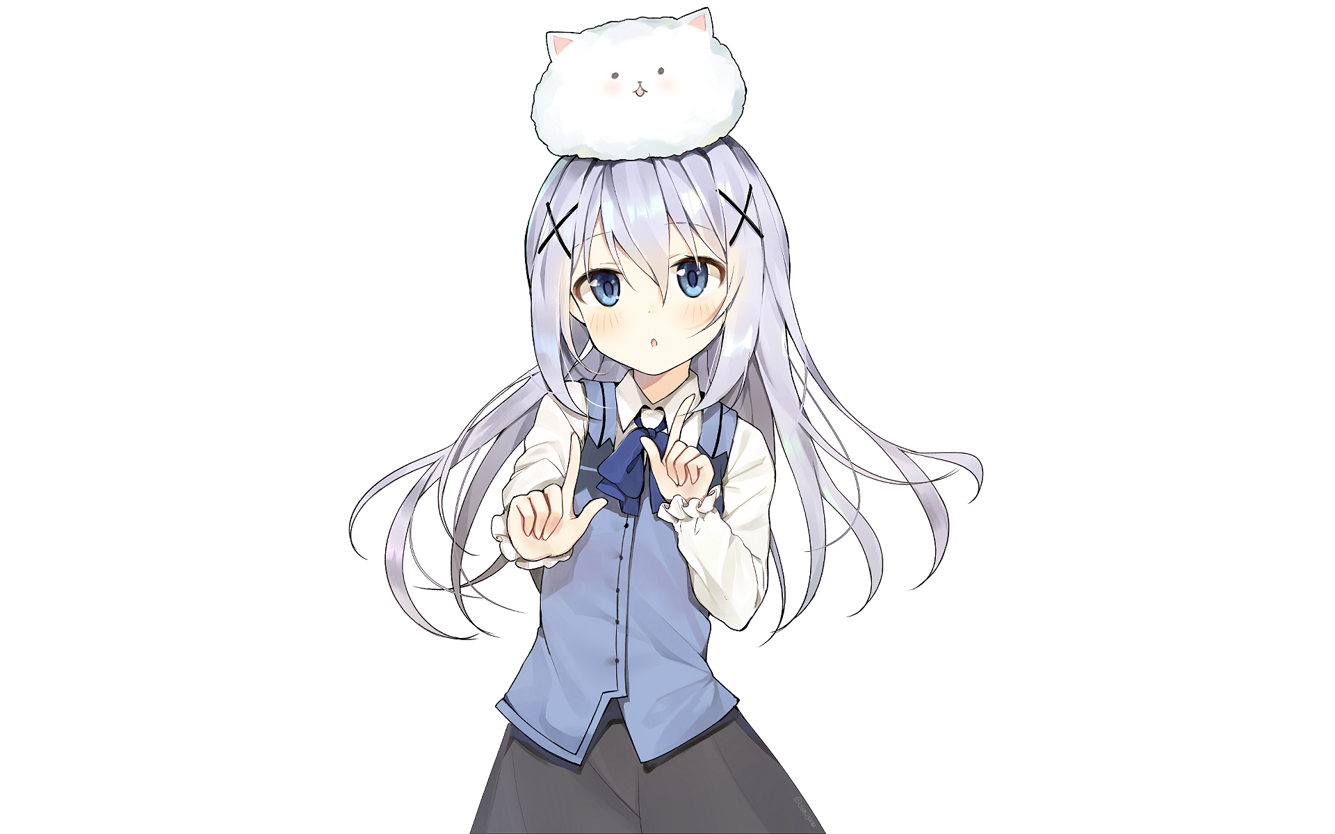 Chino Kafū with a cat hat HD Wallpaper